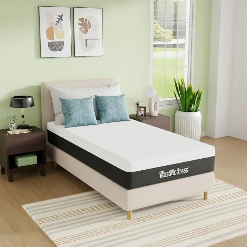 HYHBIBOOM 10 Inch Gel Memory Foam Mattress with Removable Cover Medium Firm Support & Pressure Relief Mattress in  Box with Gel Memory Foam CertiPUR  Certification Twin
