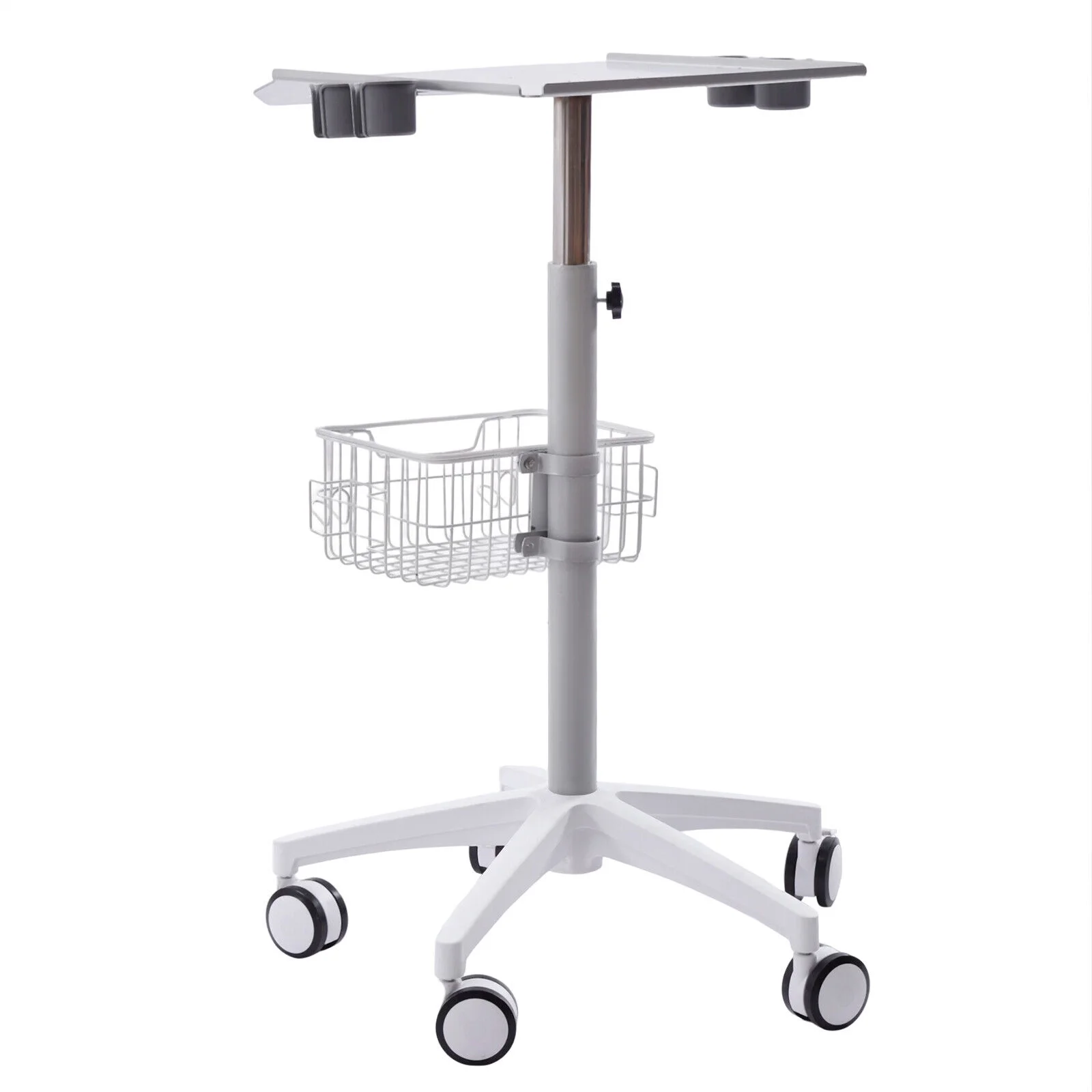 Medical Mobile Trolley Cart Height Adjustable Medical Rolling Cart with Wheels Desktop Lab Cart Beauty Salon Cart- White