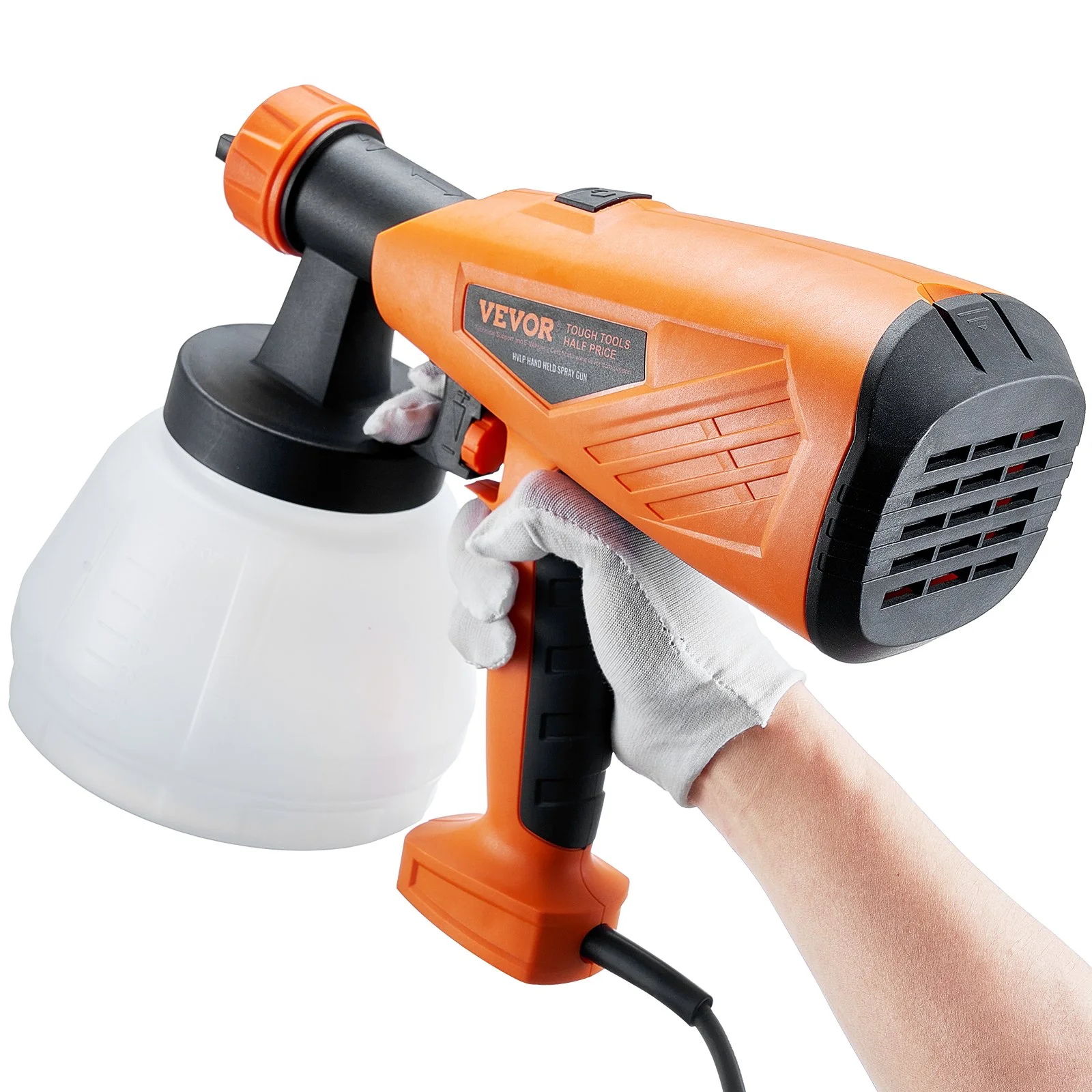 VEVOR 700W HVLP Electric Paint Sprayer - 1300ml Capacity with 5 Copper Nozzles and 3 Spray Patterns for Home Interiors, Exteriors, and Furniture Painting