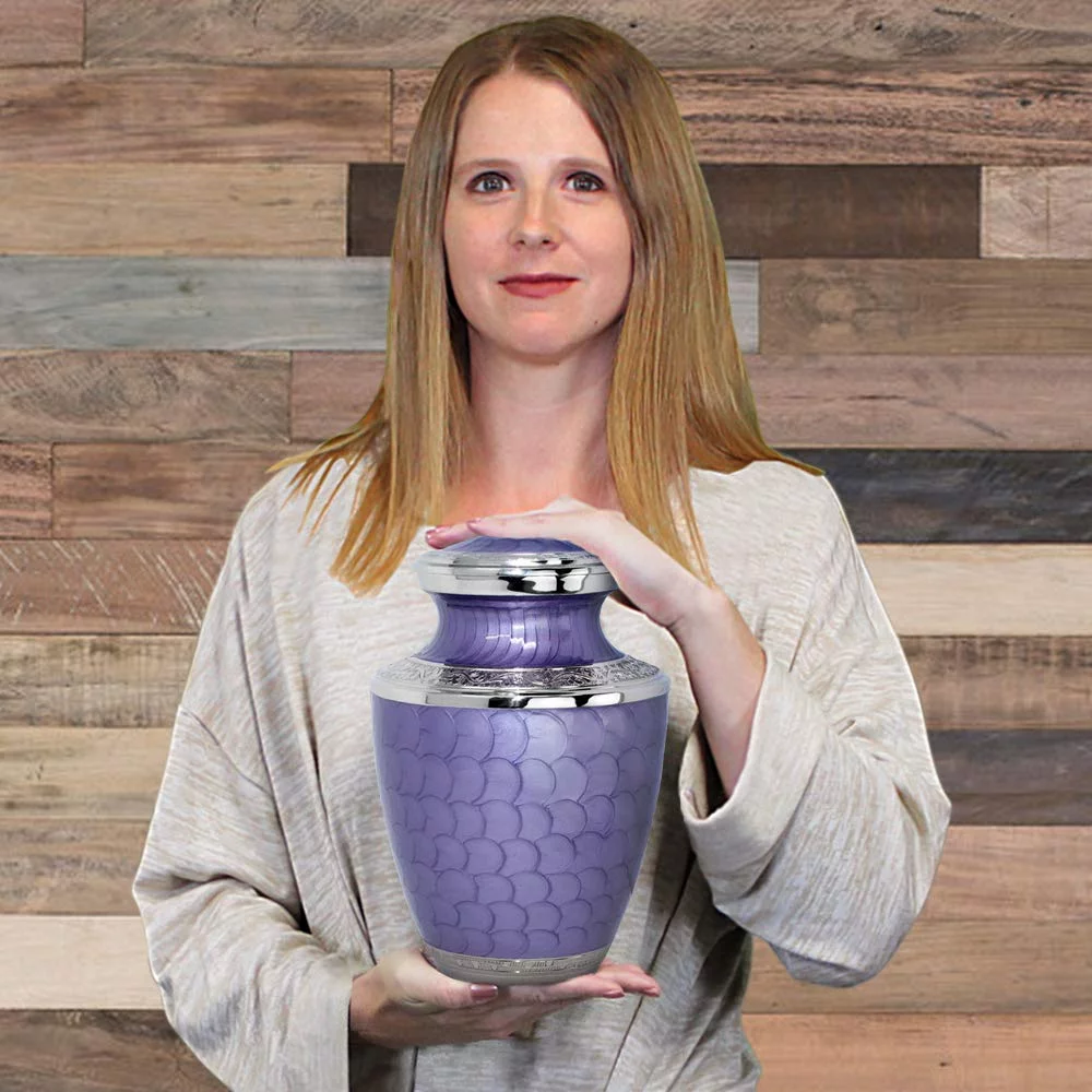 Trupoint Memorials Majestic Extra Large Lavender Adult Urn For Cremation Ashes in Home, For up to 330 lb Person with Velvet Bag