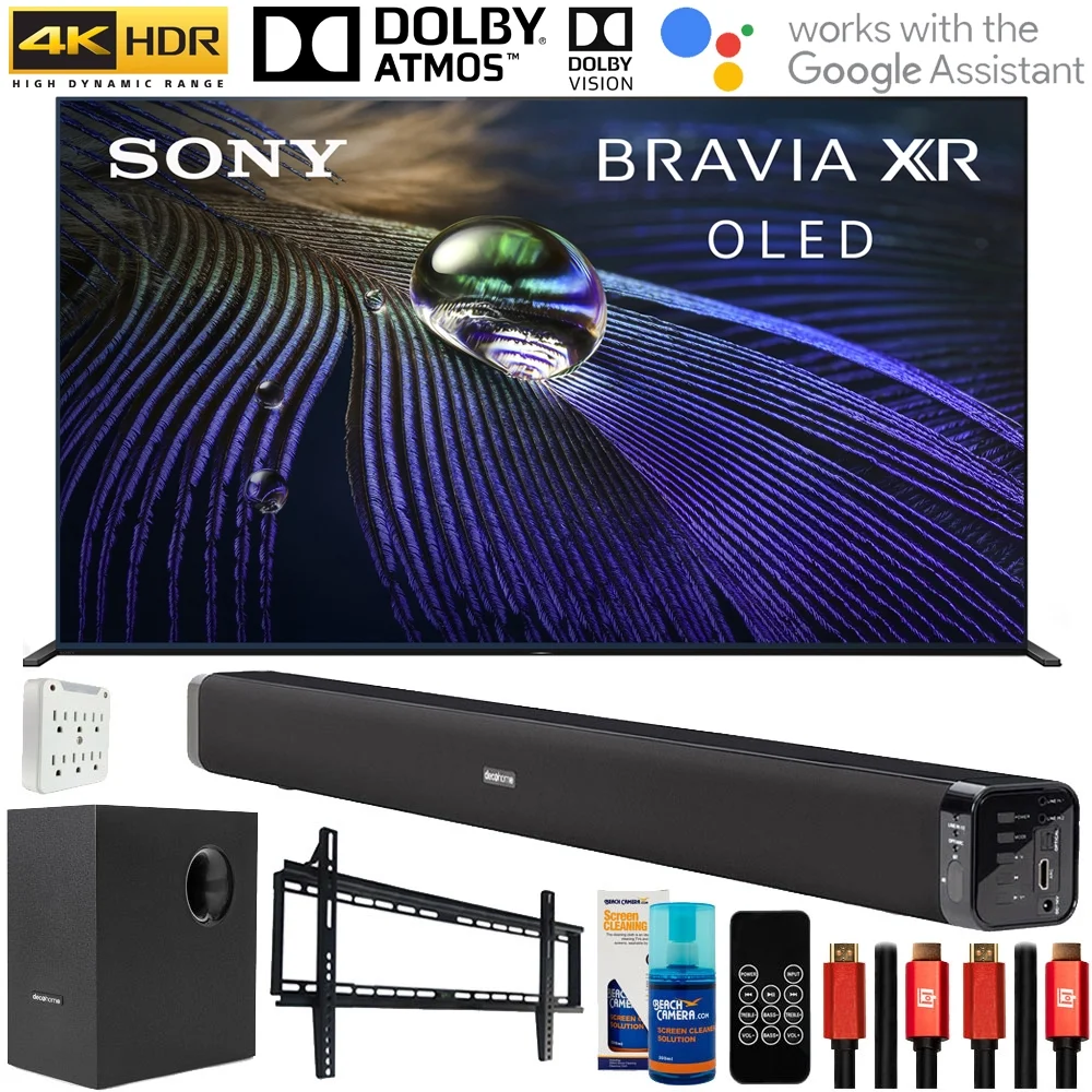 Sony XR65A90J 65-inch OLED 4K HDR Ultra Smart TV (2021 Model), Wall Mount Accessory Kit, 6FT 4K HDMI 2.0 Cables