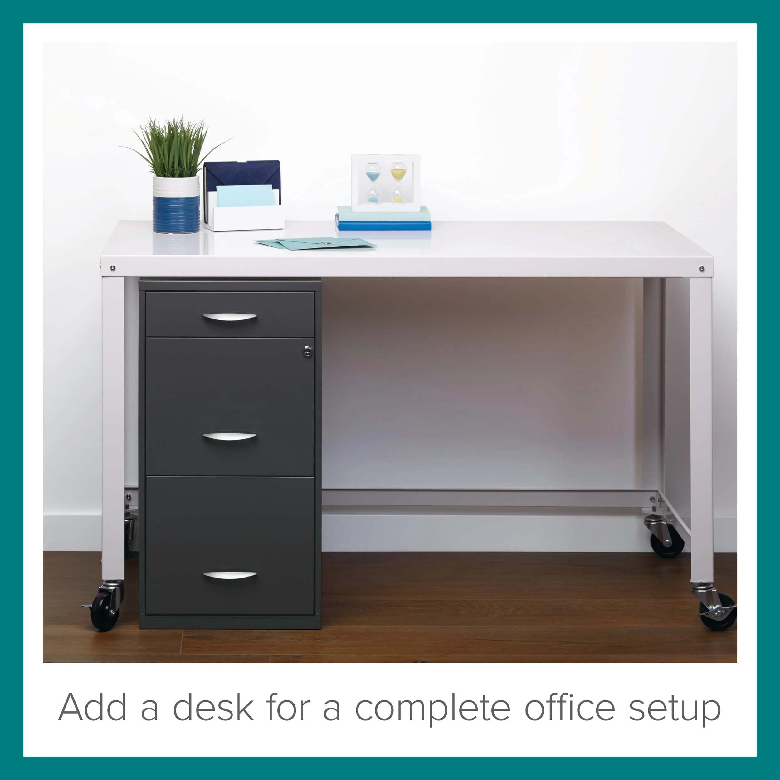 Space Solutions  3 Drawer Letter Width Vertical File Cabinet with Pencil Drawer, Charcoal