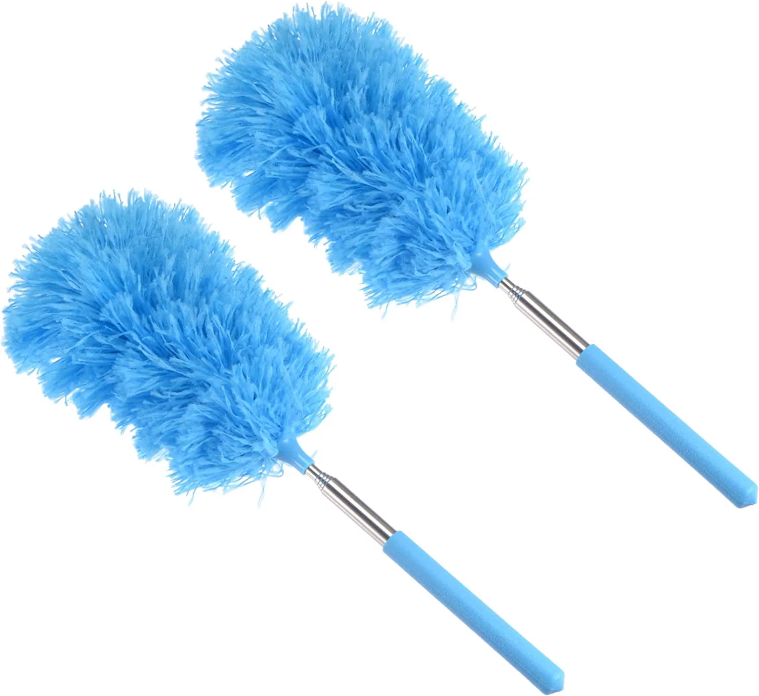 Microfiber Cleaning Duster, 12 to 31.5 Inch Washable Extendable Brush for Window, Furniture, Green Pack of 2