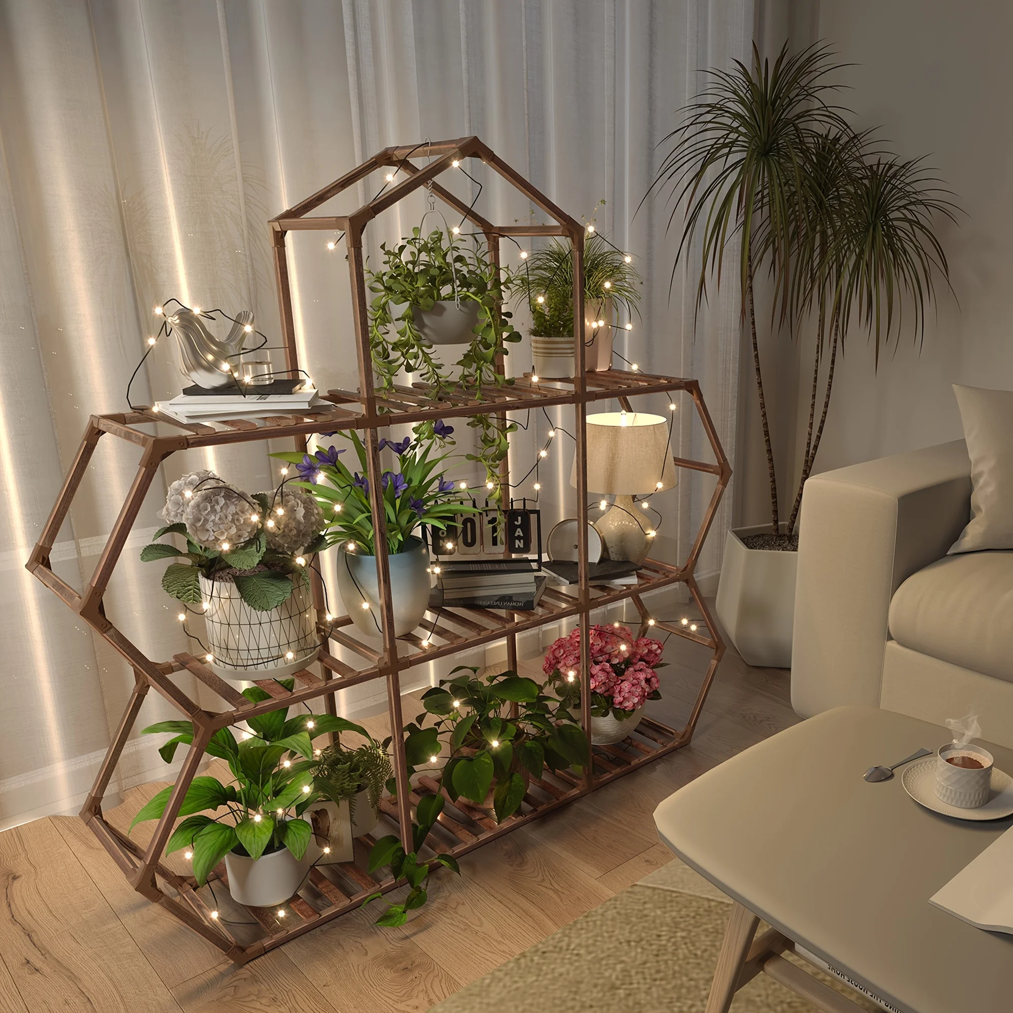 Multi-layer Wooden Plant Storage Stand, Flower Pot Plant Holder Rack, Household Storage Organizer For Patio Balcony, Bedroom, Living Room, Home, Dorm, Room Decor