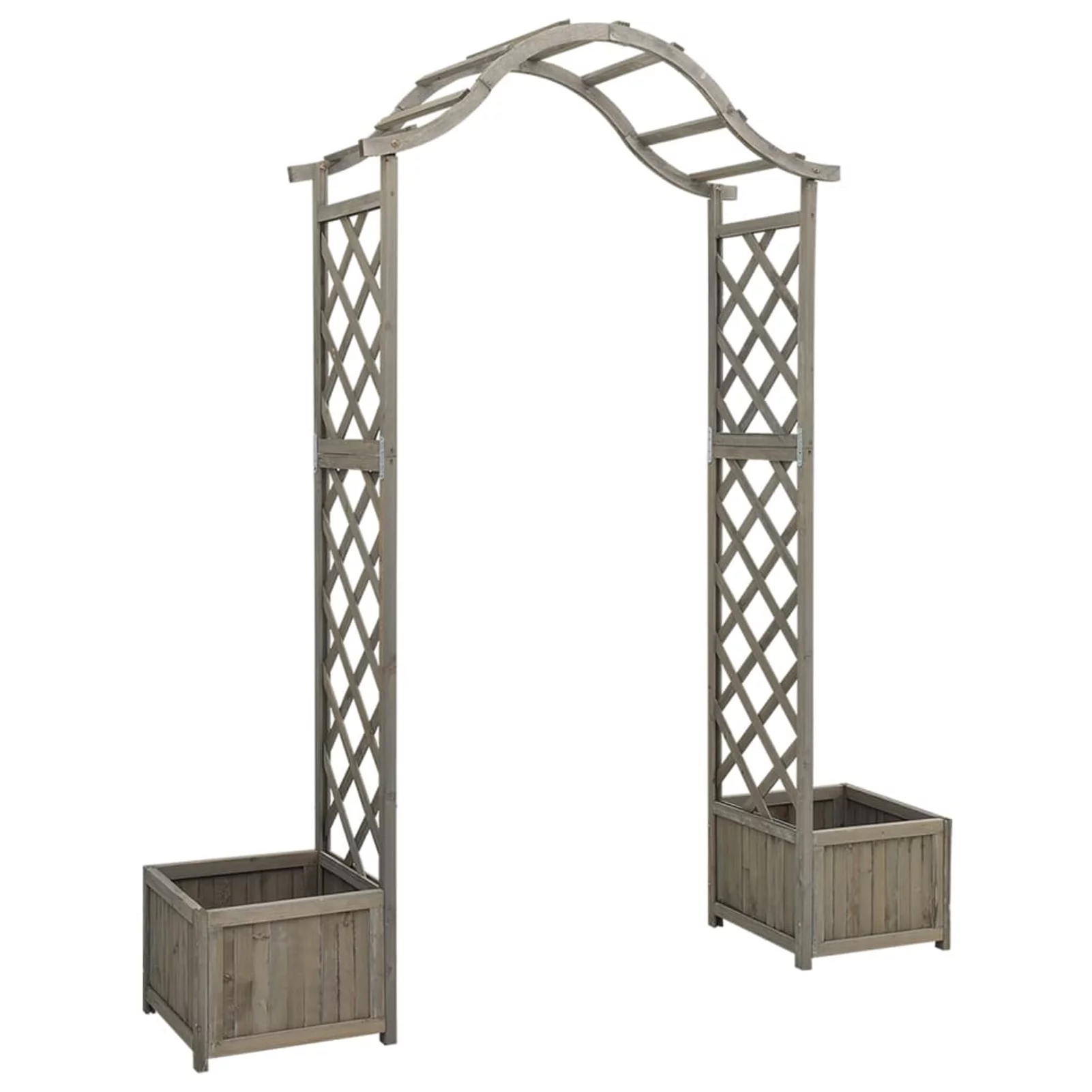 ikayaa Garden Pergola with Planter Gray Solid Firwood