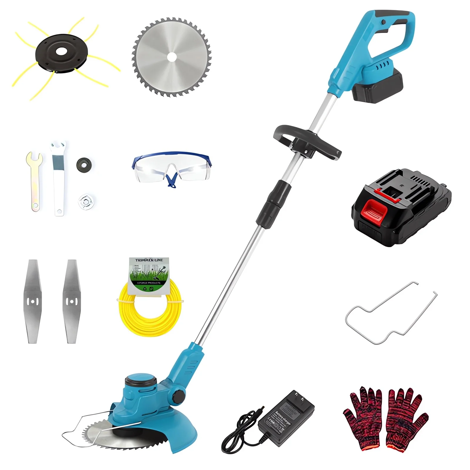 BLUELK Brushless String Trimmer, 8 Inch Electric Weed Eater Lawn Edger with Battery, 800W, 3.0Ah Lithium-Ion Battery