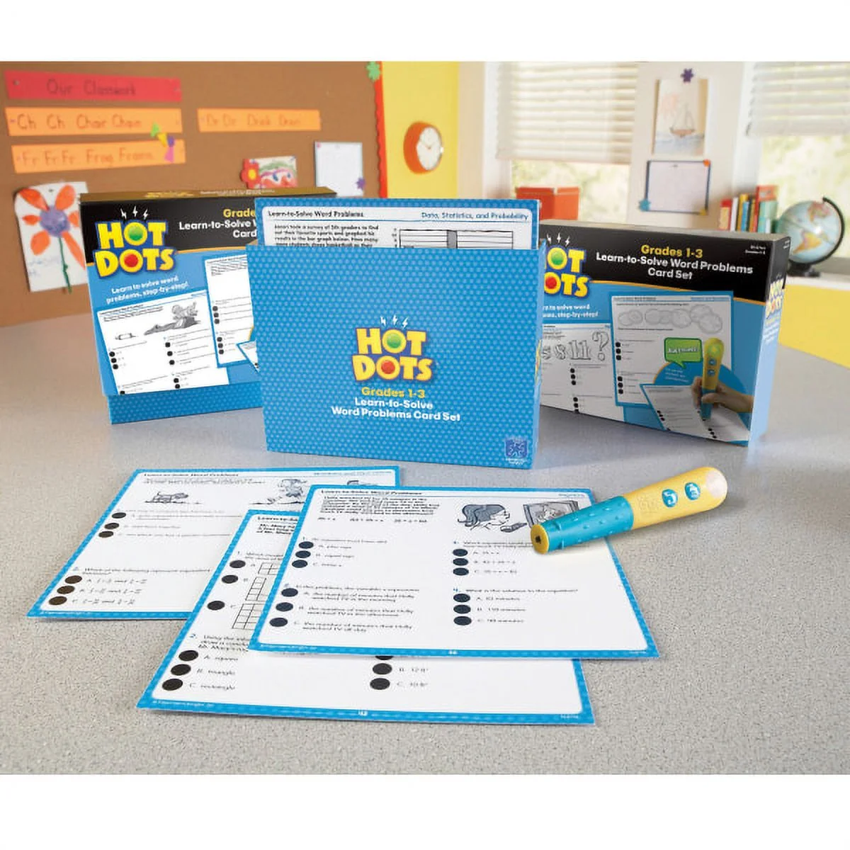 Educational Insights Hot Dots® Learn-To-Solve Word Problems Card Set, Grades 1 - 3