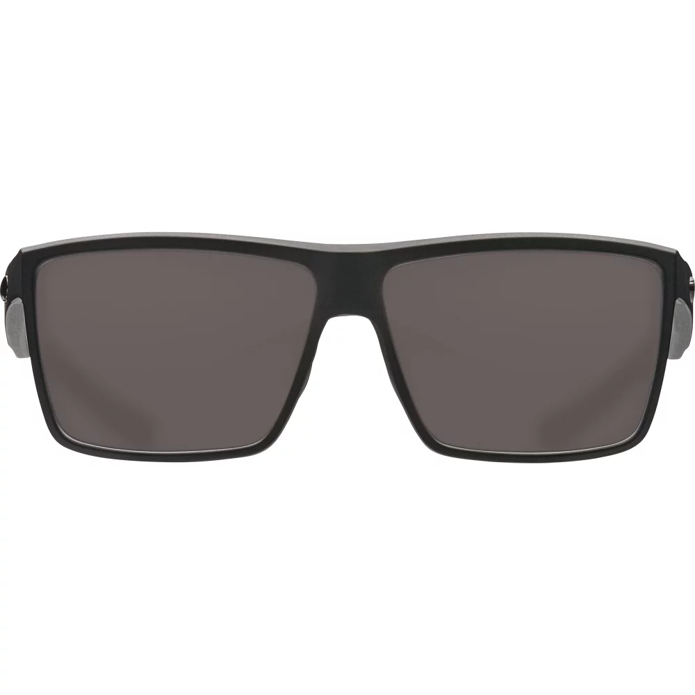 Costa Del Mar Men's Rinconcito Polarized Rectangular Sunglasses, Matte Black/Grey Polarized-580P, 60 mm