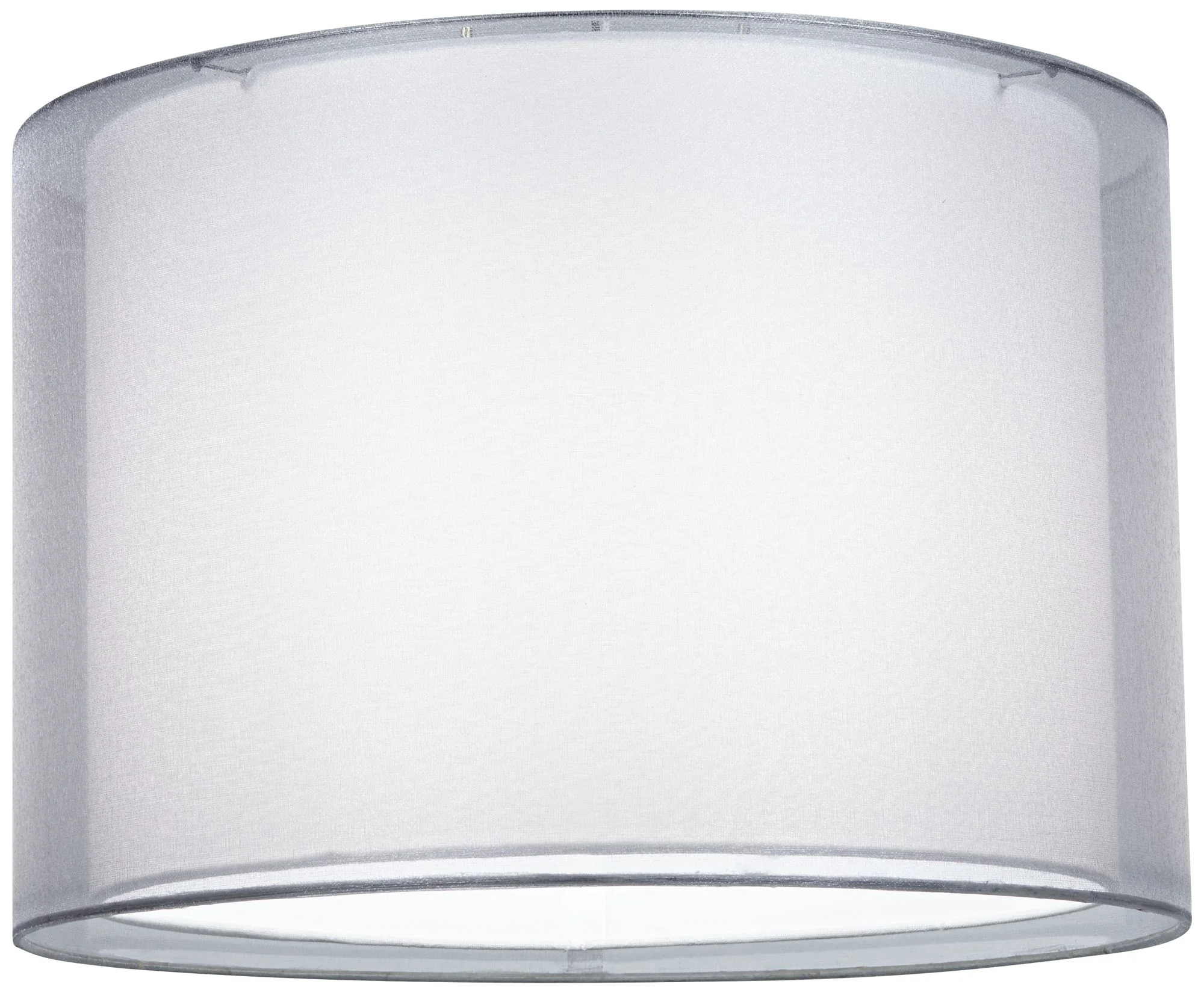 Springcrest Set of 2 Hardback Double Drum Lamp Shades Silver Sheer Medium 16