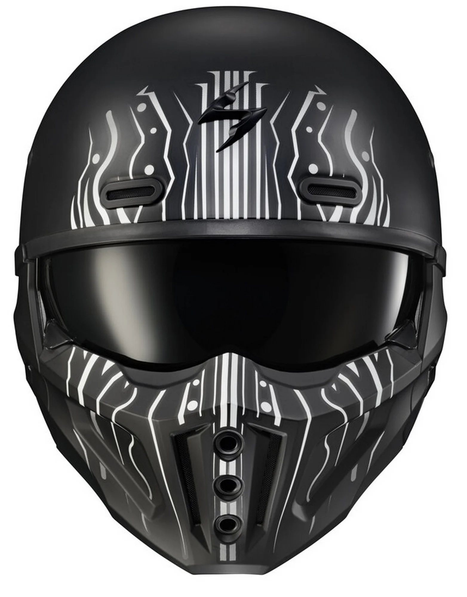 ScorpionEXO Covert X Tribe Helmet (X-Large, Matte Black/White)