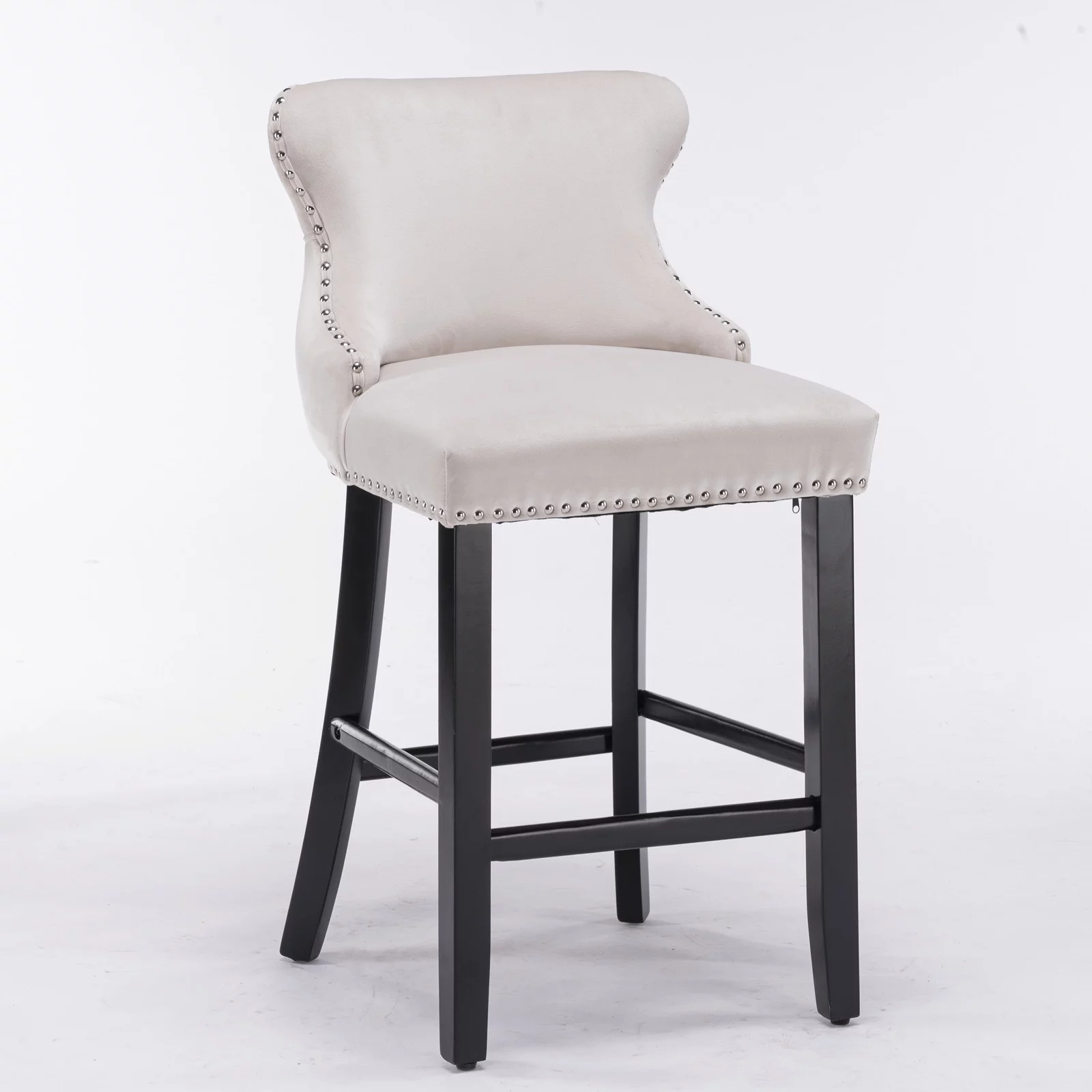 Velvet Wing-Back Barstools with Chrome Nailhead Trim - Set of 2 - Upgrade Your Space