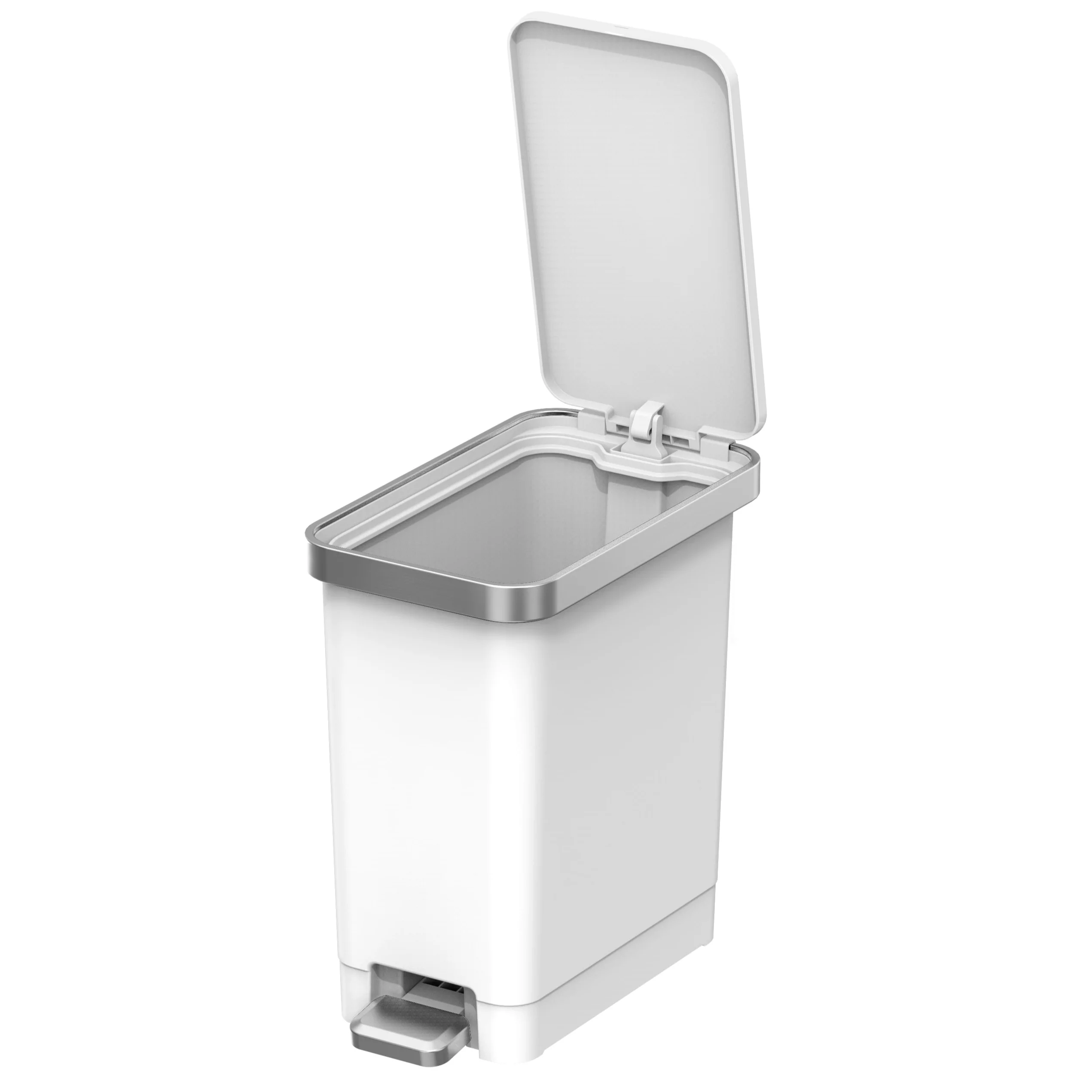 (2 pack) Better Homes & Gardens 2.5 Gallon Trash Can, Premium Plastic Step Bathroom Trash Can, White