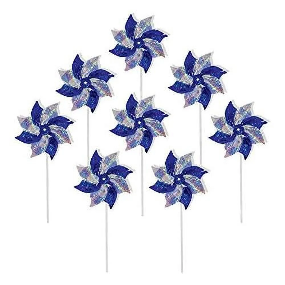 2762 blue & silver mylar pinwheel spinners, 8-inch, blue/silver