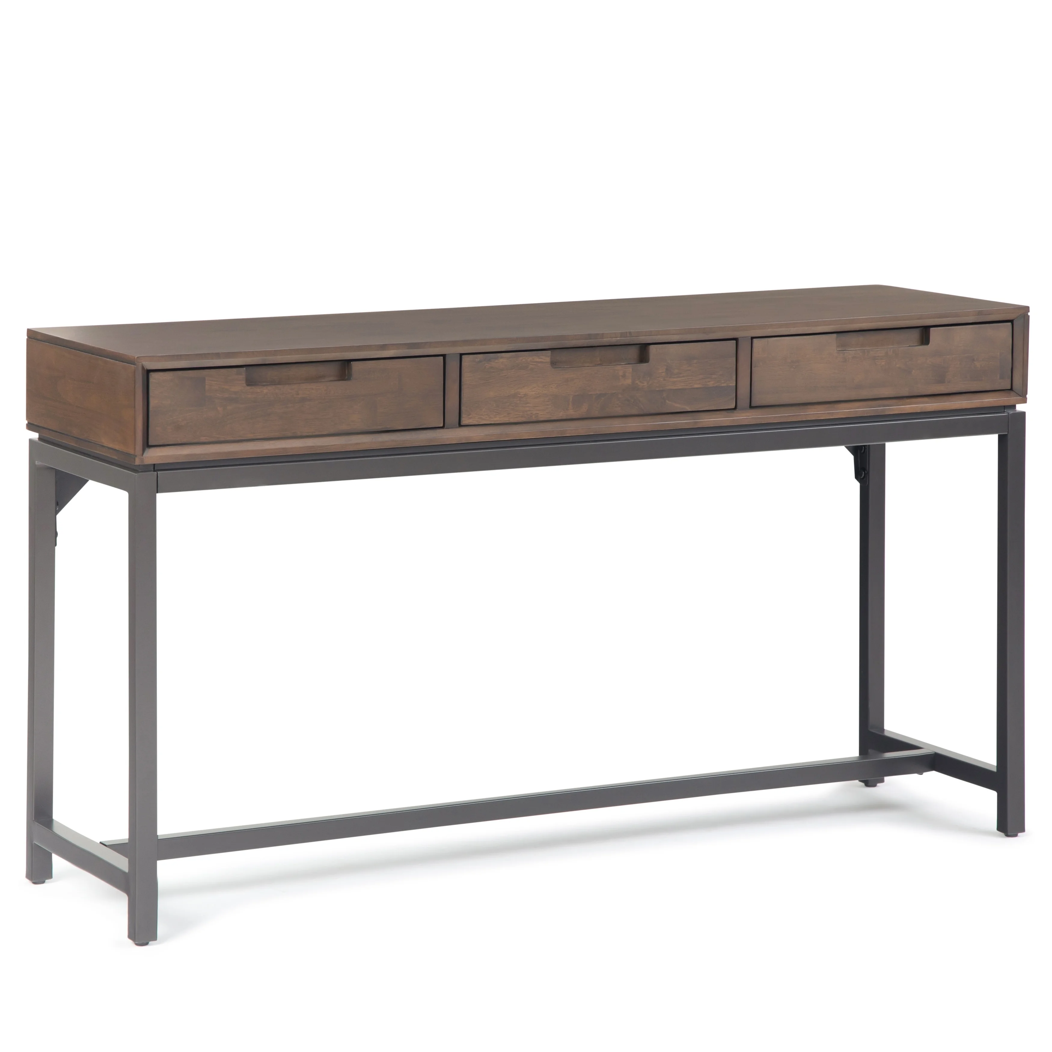 WyndenHall  Devlin SOLID HARDWOOD and Metal 54 inch Wide Industrial Wide Console Table in Walnut Brown - 54