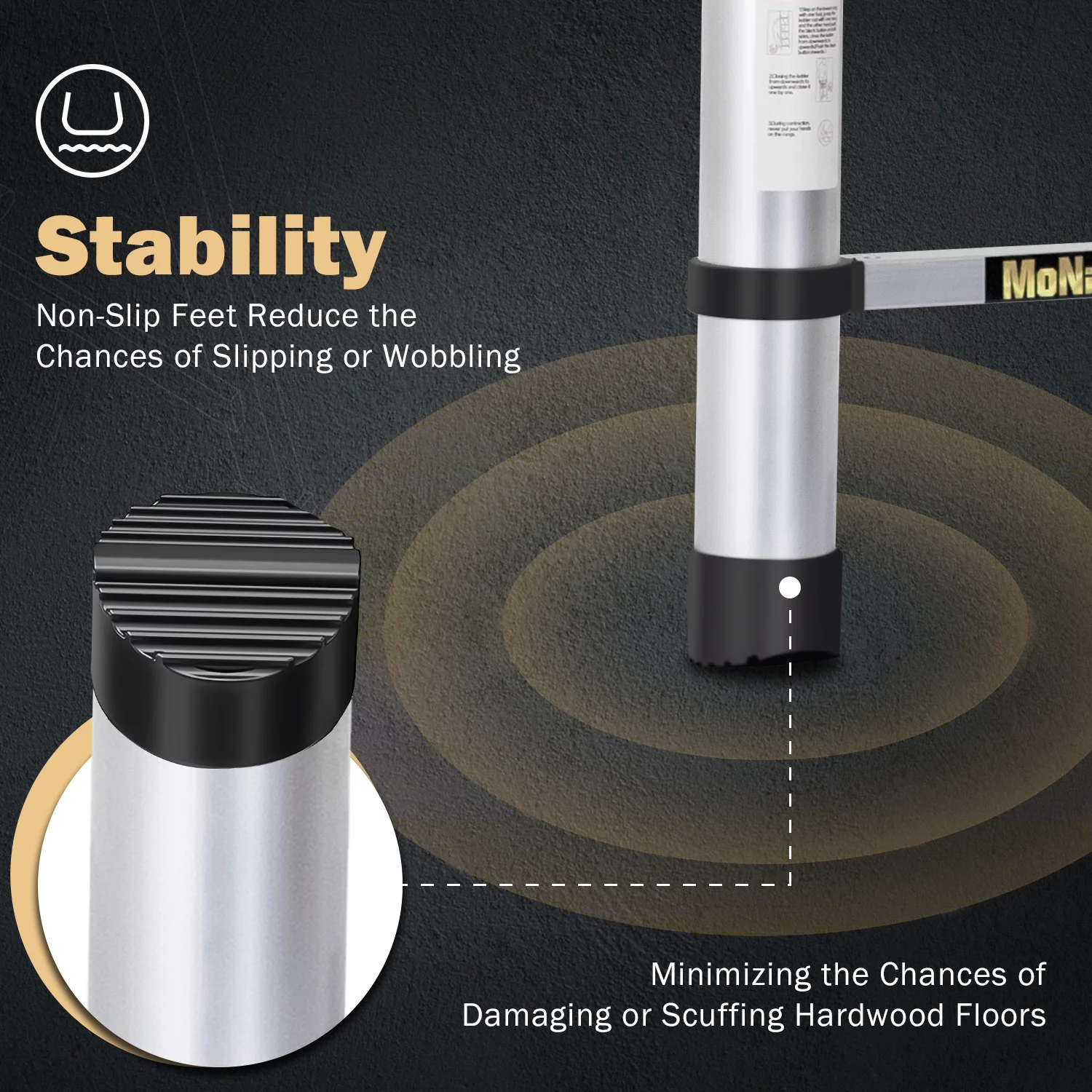 MoNiBloom 10.6Ft Aluminum Telescoping Multi Position Ladder, 330lbs Load Capacity, Extension Steps Anti-Slip Rubber Feet