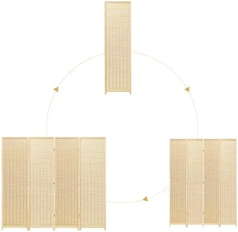 CHNKH Room Divider Privacy Screen with Natural  4-Panel 5-Panel 6-Panel Folding Privacy Screens Freestanding Room Divider