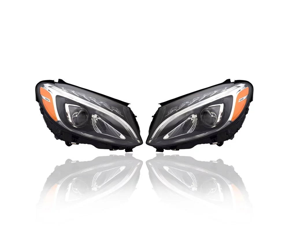 Headlight Assembly - Compatible/Replacement for '15-18 Mercedes-Benz C300 Sedan - LED Without Logo/Adaptive/Cornering Light - Pair, Left Driver + Right Passenger Set - 205906780364, 205906770364
