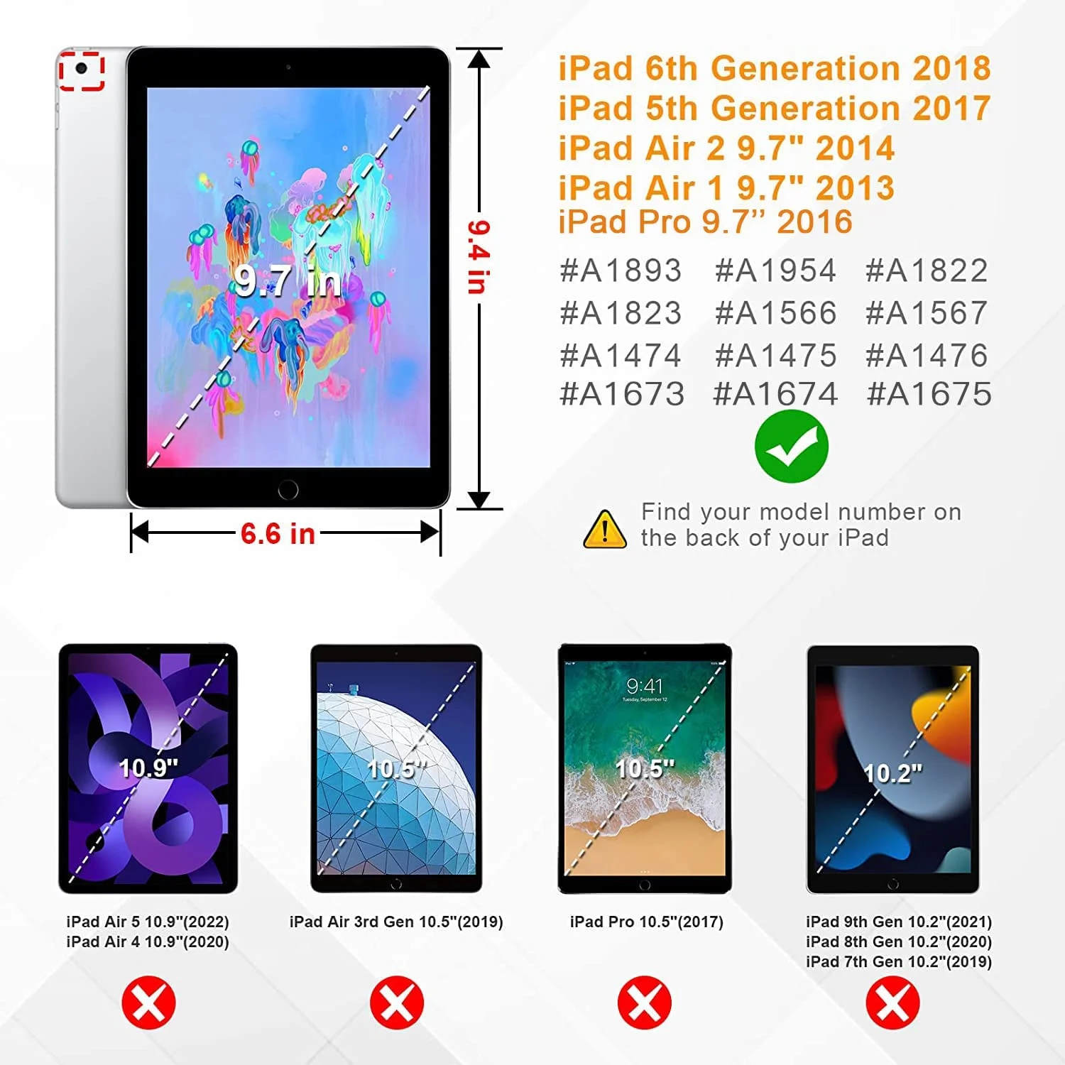 Case for iPad 6th/5th Generation (9.7 Inch, 2018/2017 Model),iPad Air 2 & 1st Case, iPad Pro 9.7 Case