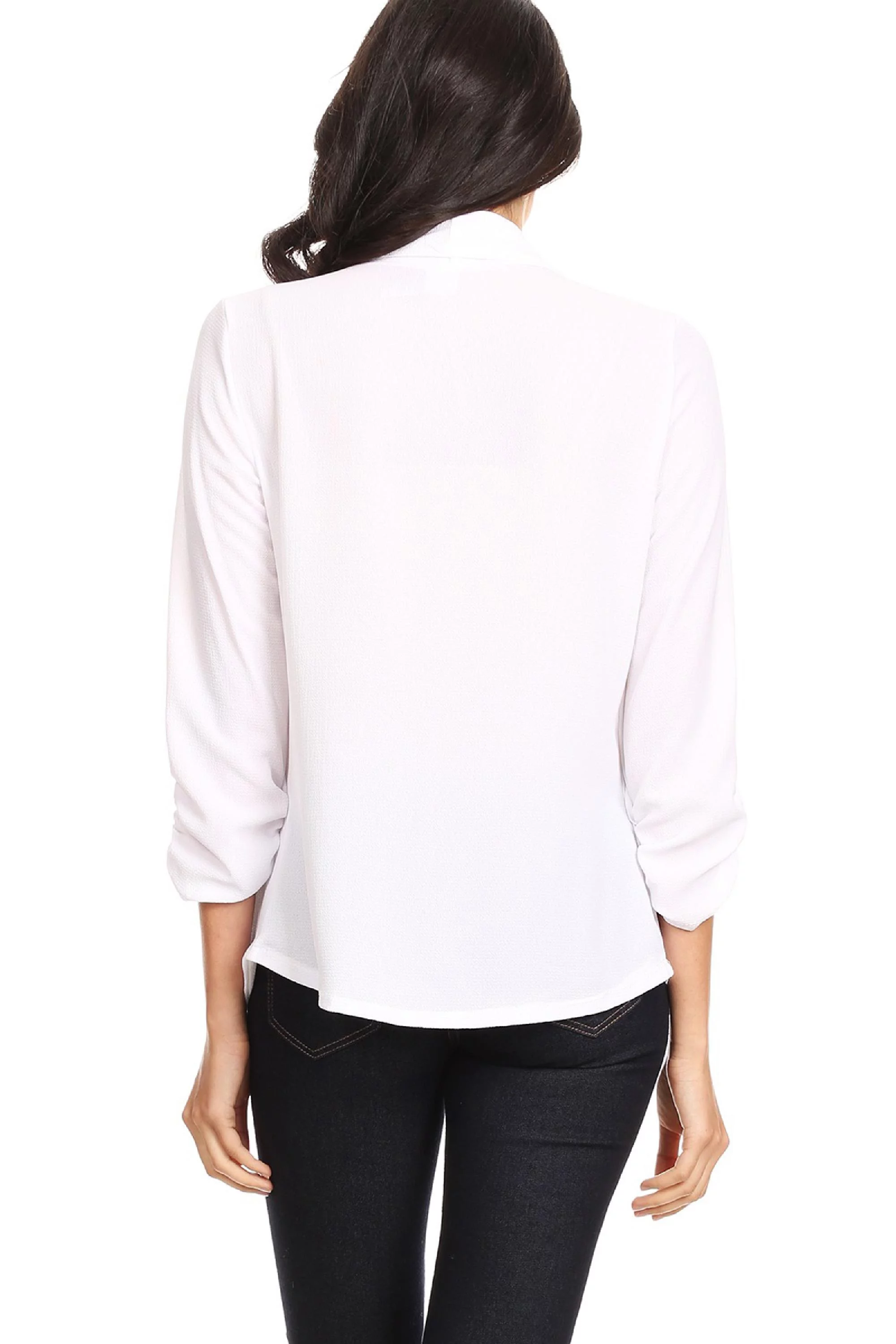 Women's Woven Casual Relaxed Fit Open Front Blazer Jacket