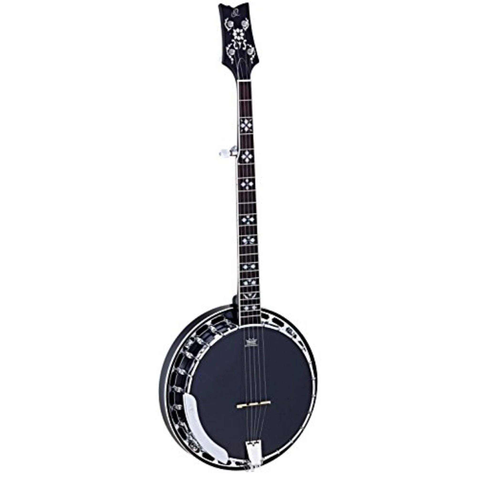 Ortega Guitars OBJ450-SBK Raven Series Banjo 5-string Mahogany Resonator Body w/ Free Bag, Black Satin Finish