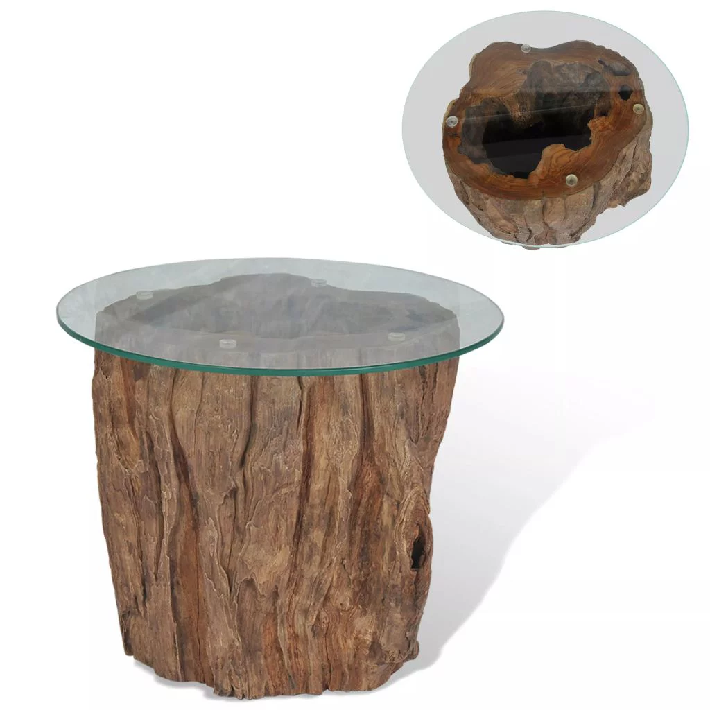 Andoer Coffee Table Teak Glass 19.7
