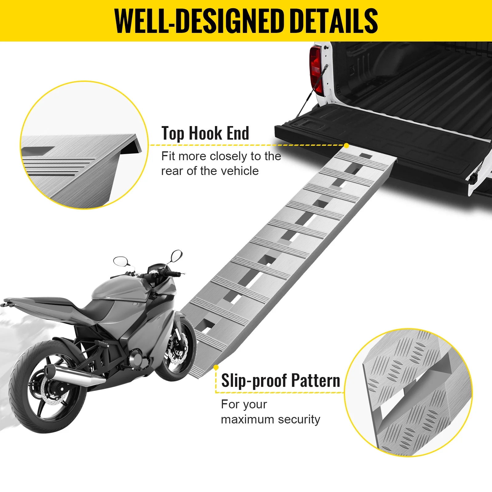 SKYSHALO 60x12 Inch Aluminum Ramps 6000LBS 1 Pair 2 Ramps Capacity Car Trailer Truck ATV Ramps