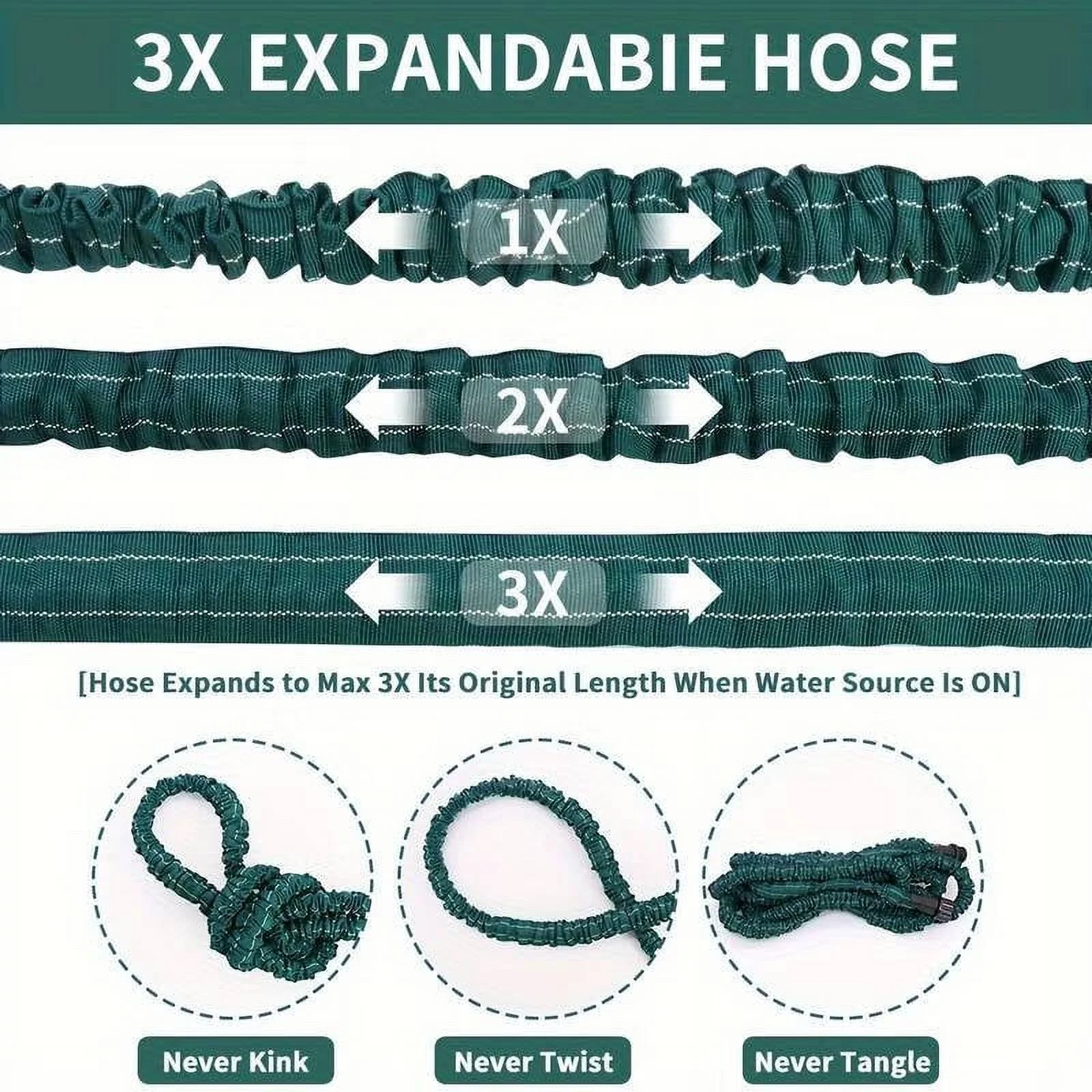AmazingForLess Expanding Flexible Water Hose Garden Hose - (25ft - 150ft) Water Garden Hose with 7 Setting-Spray Nozzle