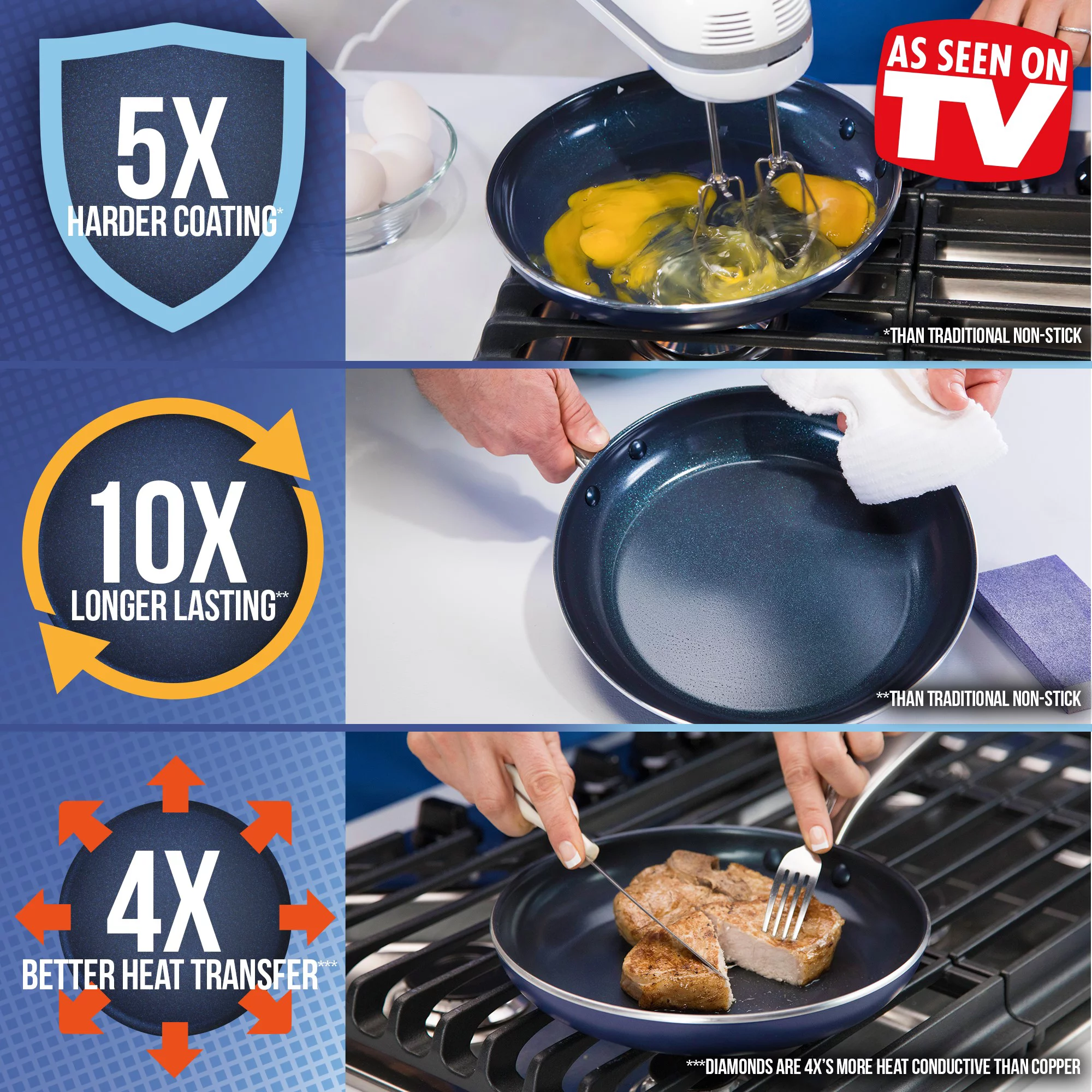 Blue Diamond Toxin-Free Ceramic Non-Stick Cookware Set, 4-Piece