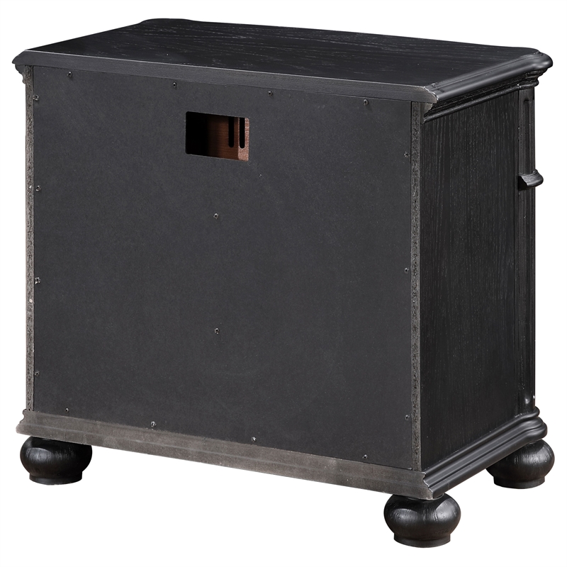 Pemberly Row Traditional 3-drawer Wood Nightstand Bedside Table Black