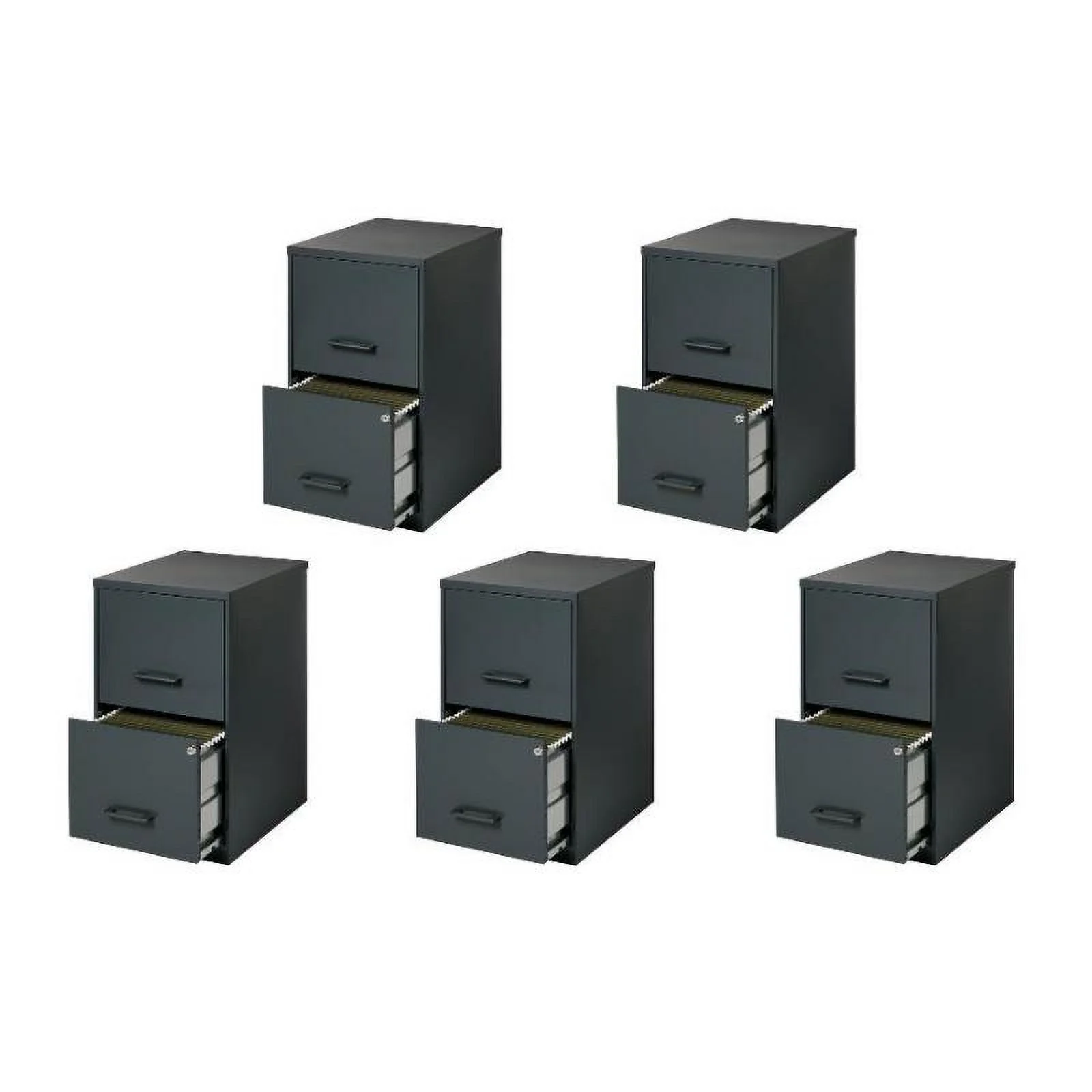 Scranton & Co 2 Drawer Letter File Cabinet in Black (Set of 5)