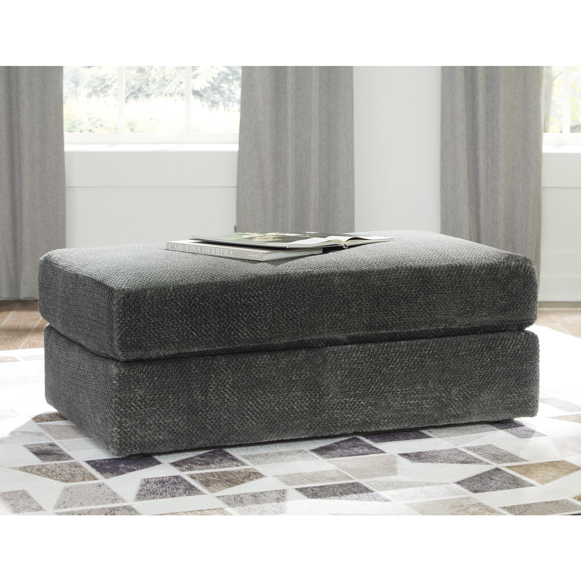 Signature Design by Ashley Contemporary Karinne Oversized Accent Ottoman, Smoke