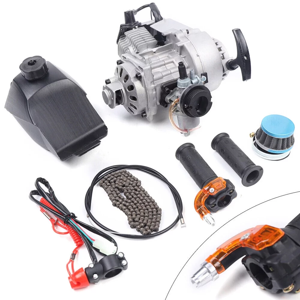2-Stroke 49CC Pull Start Engine Motor Kit for Mini Dirt Bike Pocket Scooter ATV Single Cylinder