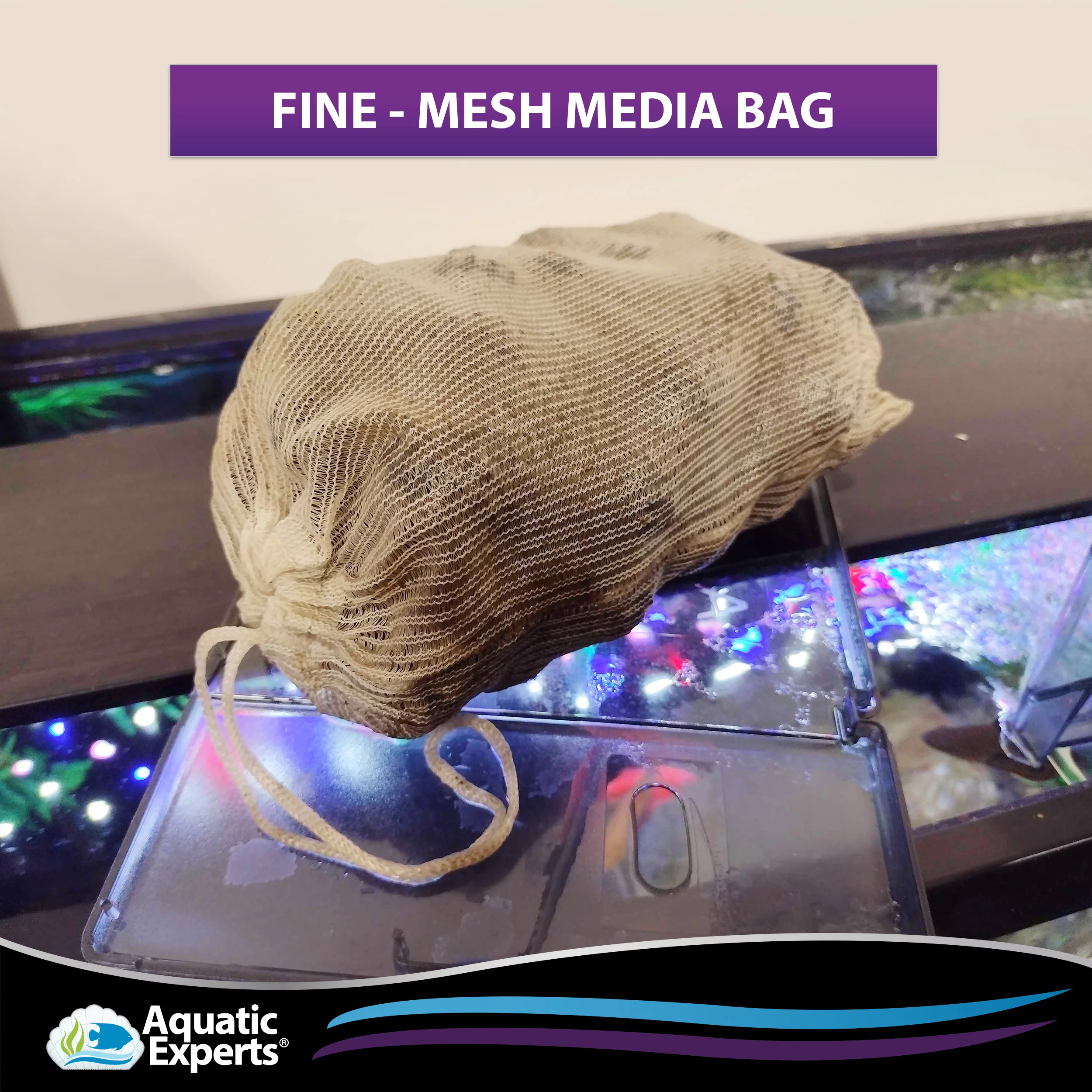 Premium Reusable Aquarium Filtration Fine Mesh Media Filter Bags with Drawstring, 4 Pack, 5