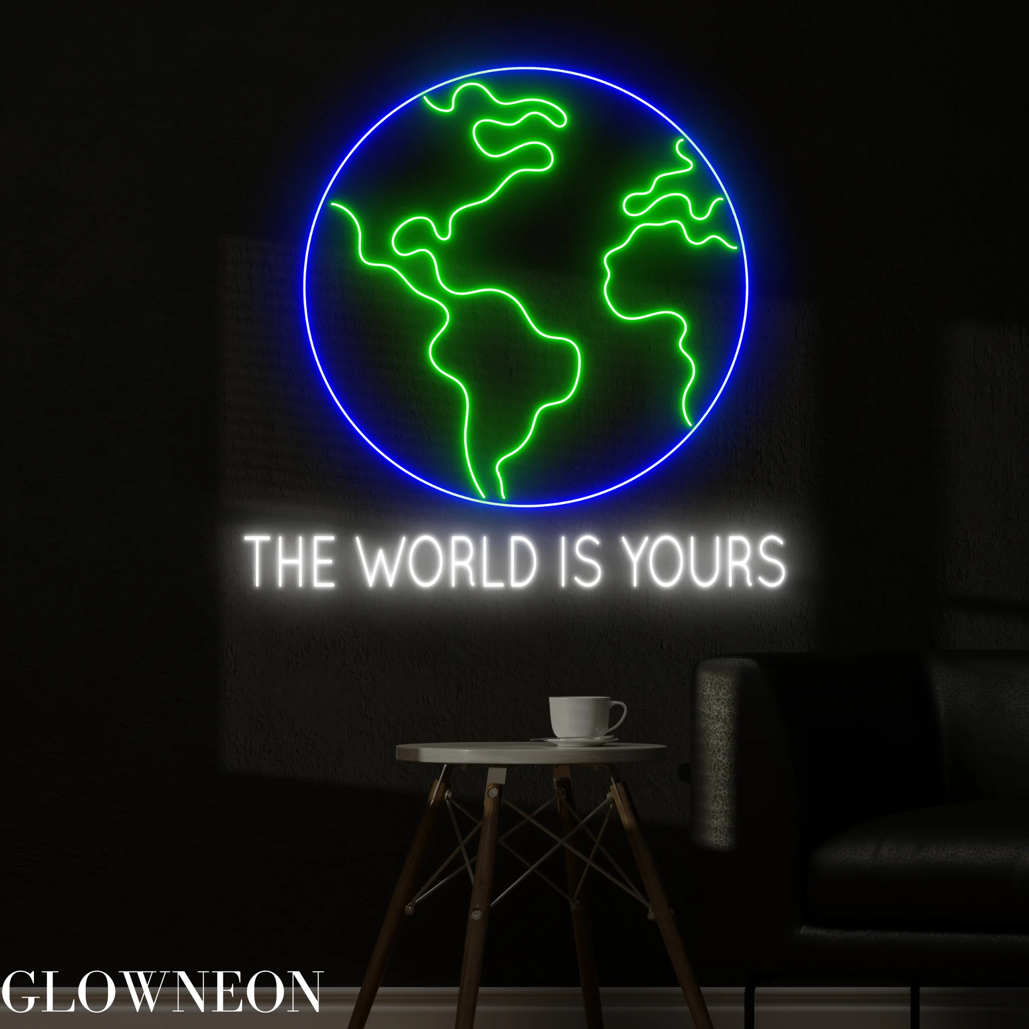 Glowneon The World Is Yours Neon Sign, Planet Led Sign, Wedding Decor