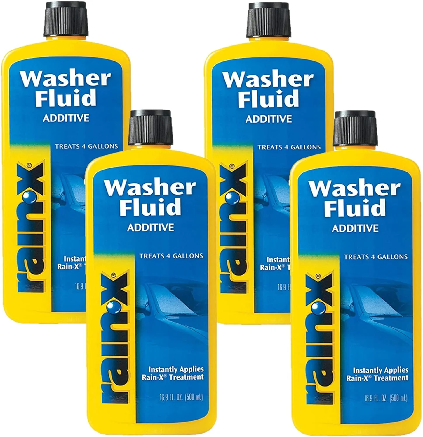 Rain X Windshield Washer Fluid Additive - Windshield Wiper Fluid and Car Window Cleaner, The Ultimate Clarity for Your Car! - 16.9 fl. oz, 500. ml, 4 Pack