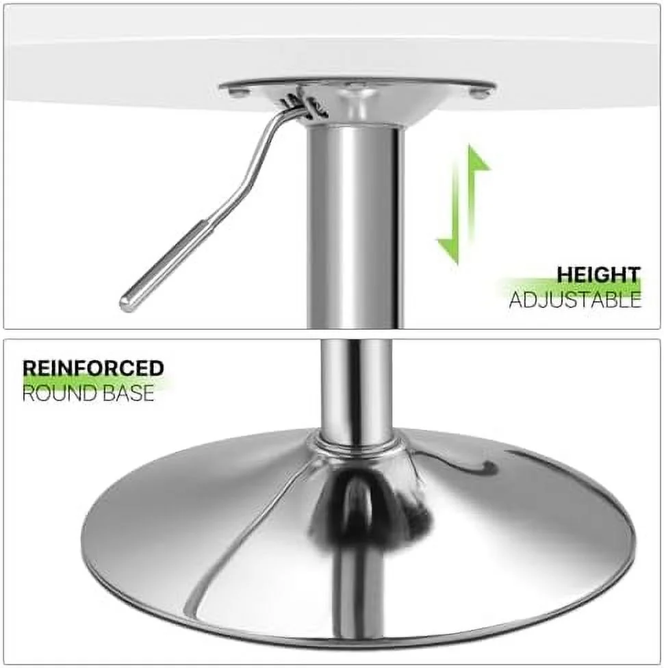 JYHOME 23.5'' Round Adjustable Height Wood  Pub Table Adjustable Range 27.5"-36" Living Room Dining Room  Cocktail Table (White Black)