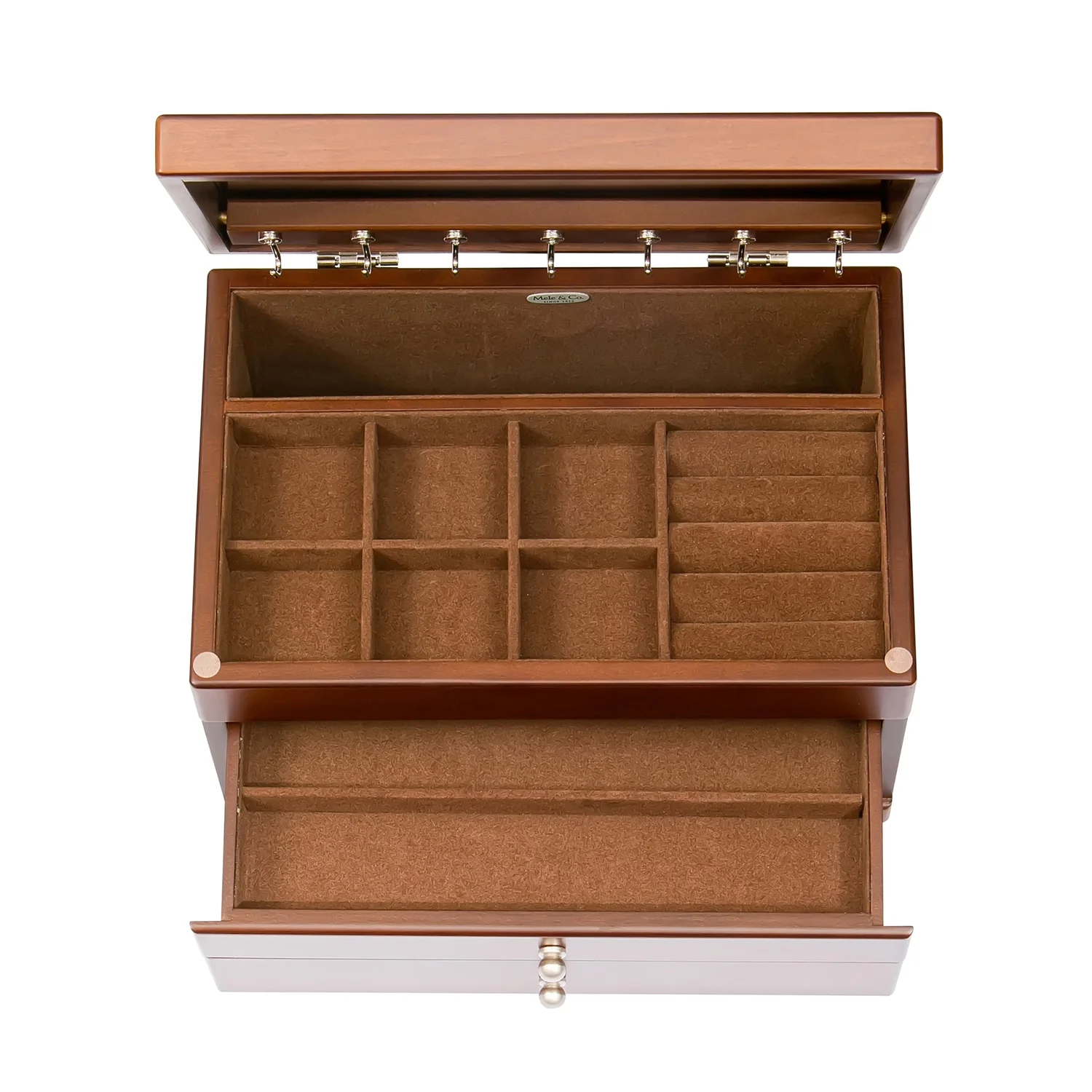 Mele & Co. Brisbane Wooden Jewelry Box in Walnut Finish