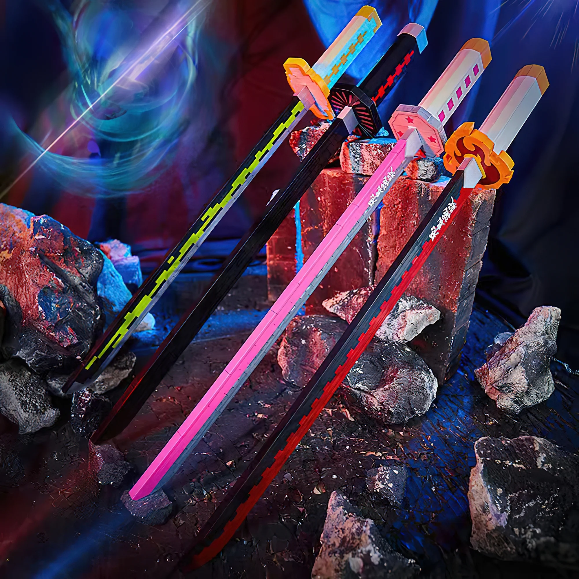 HI-REEKE Anime Sword Building Block Set for Demon Slayer Tanjirou Katana Building Toy Black