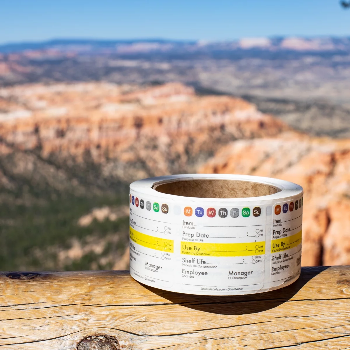 Universal Food Rotation Dissolvable Labels 2 x 2 Inch 500 Total Stickers on a Roll