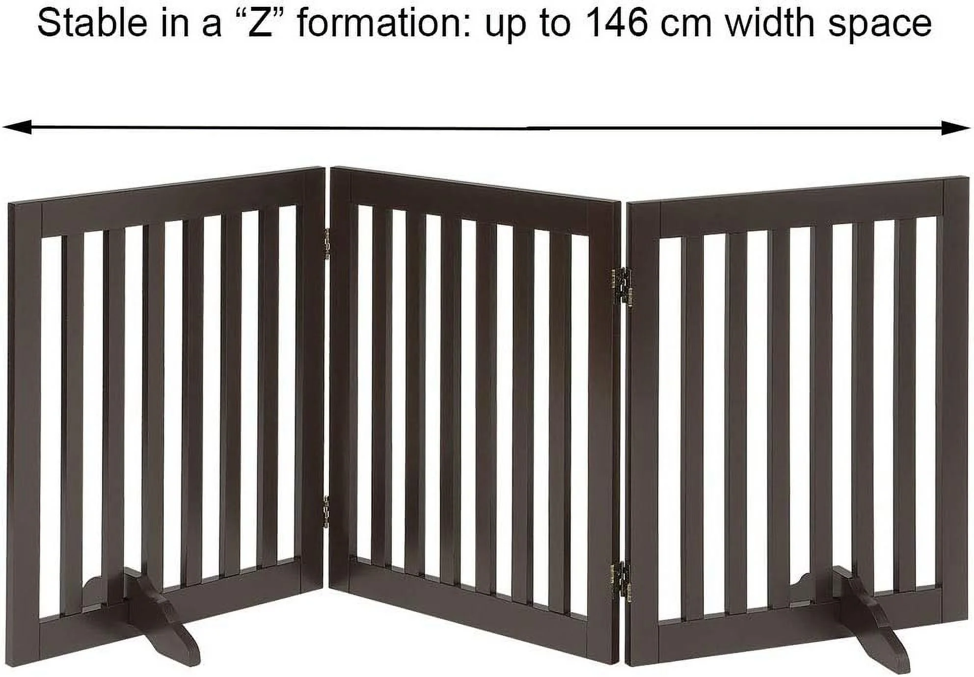 Flat Wooden 3 Panel Dog Gate Espresso Freestanding, 20