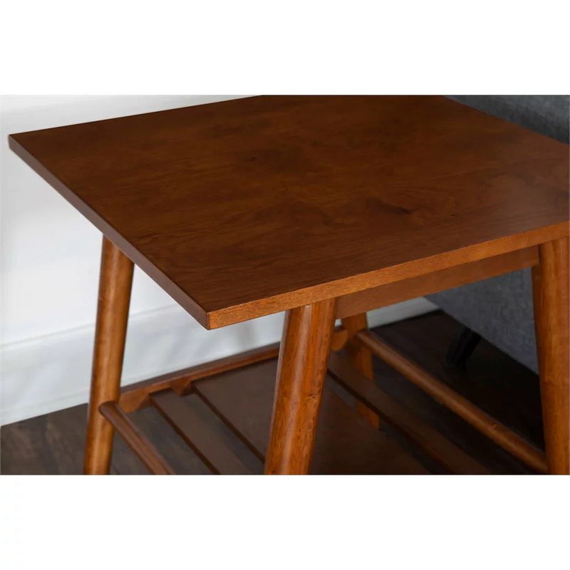 Home Square 2-Piece Furniture Solidwood End Table Set in Brown