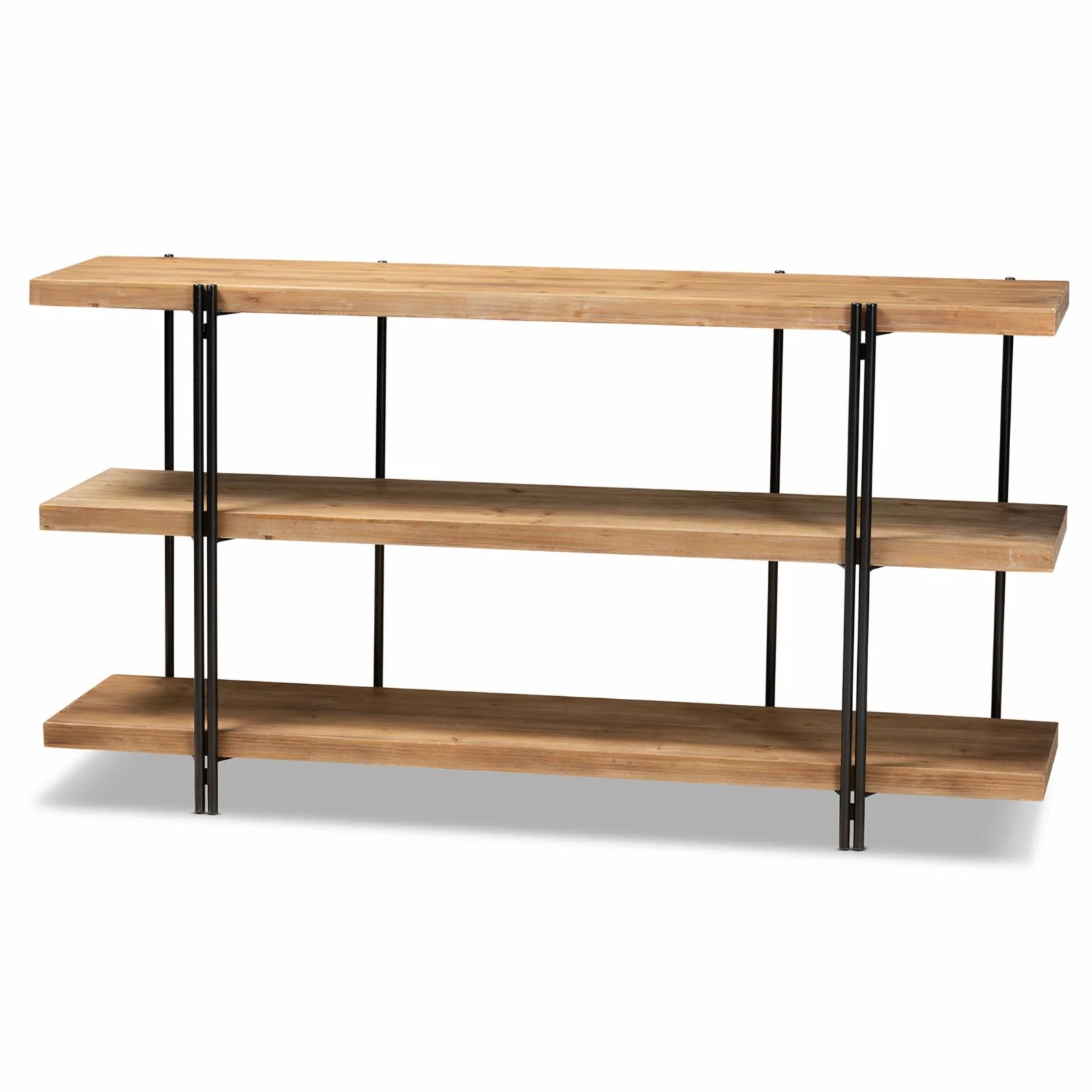 Tarah Modern Rustic and Industrial Natural Brown Finished Wood and Metal Console Table