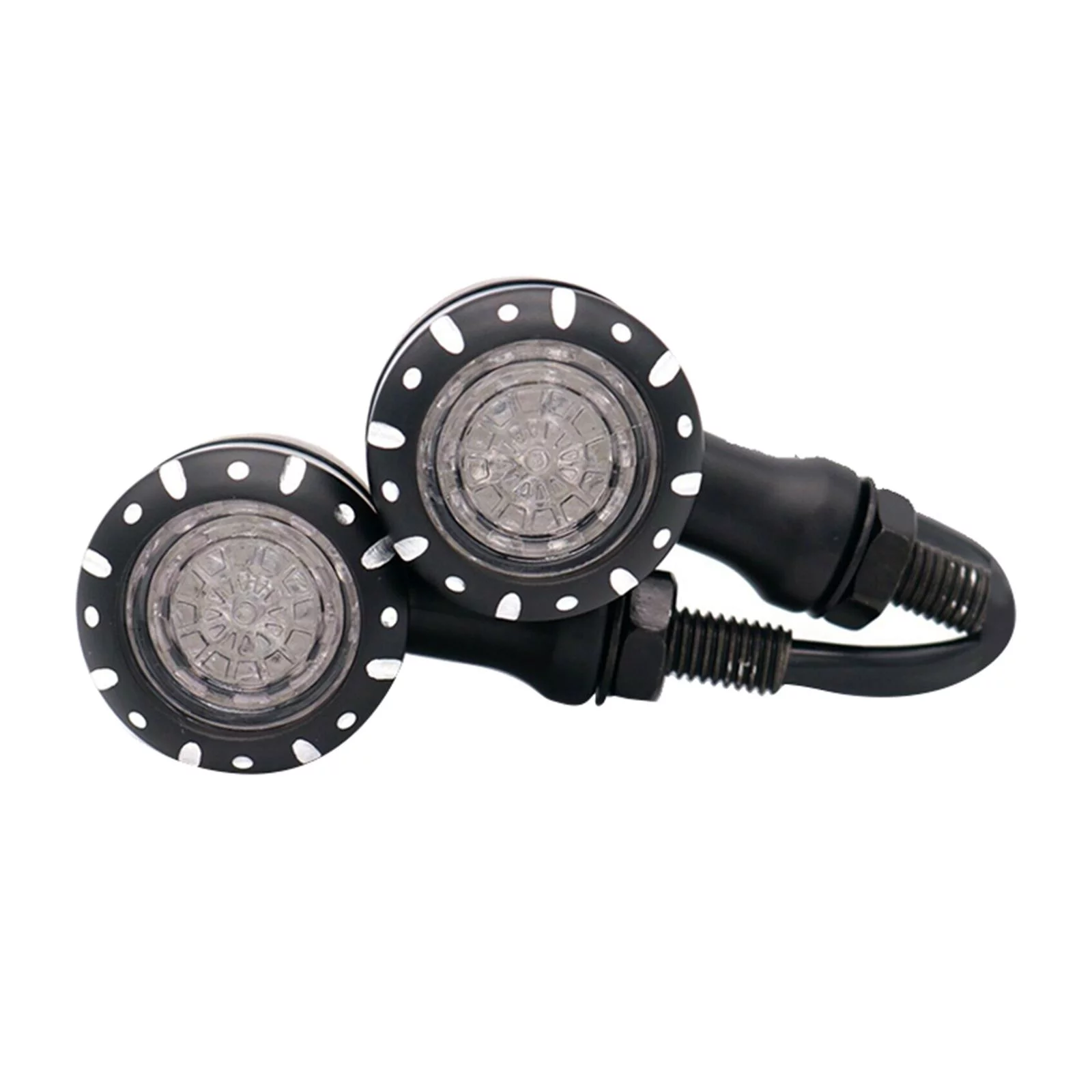 2Pcs LED Turn Signal Light, 12V Waterproof Durable Motorcycle Scooter Indicators Flashing Blinker, Aluminum Alloy black