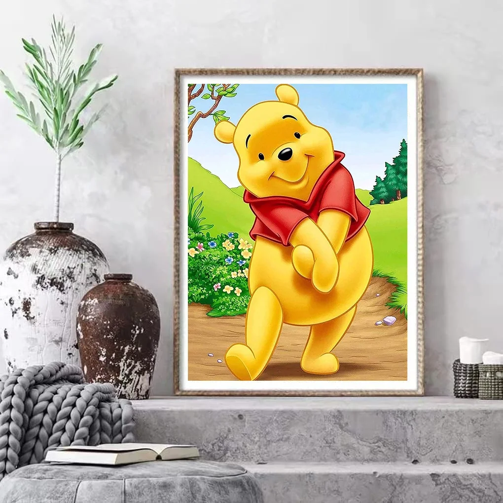DIY 5D Stitch Diamond Art Kits for Adults Kids, Winnie the Pooh Paint by Diamonds Gem Painting Kits for Home Wall Decor 12x16 inch