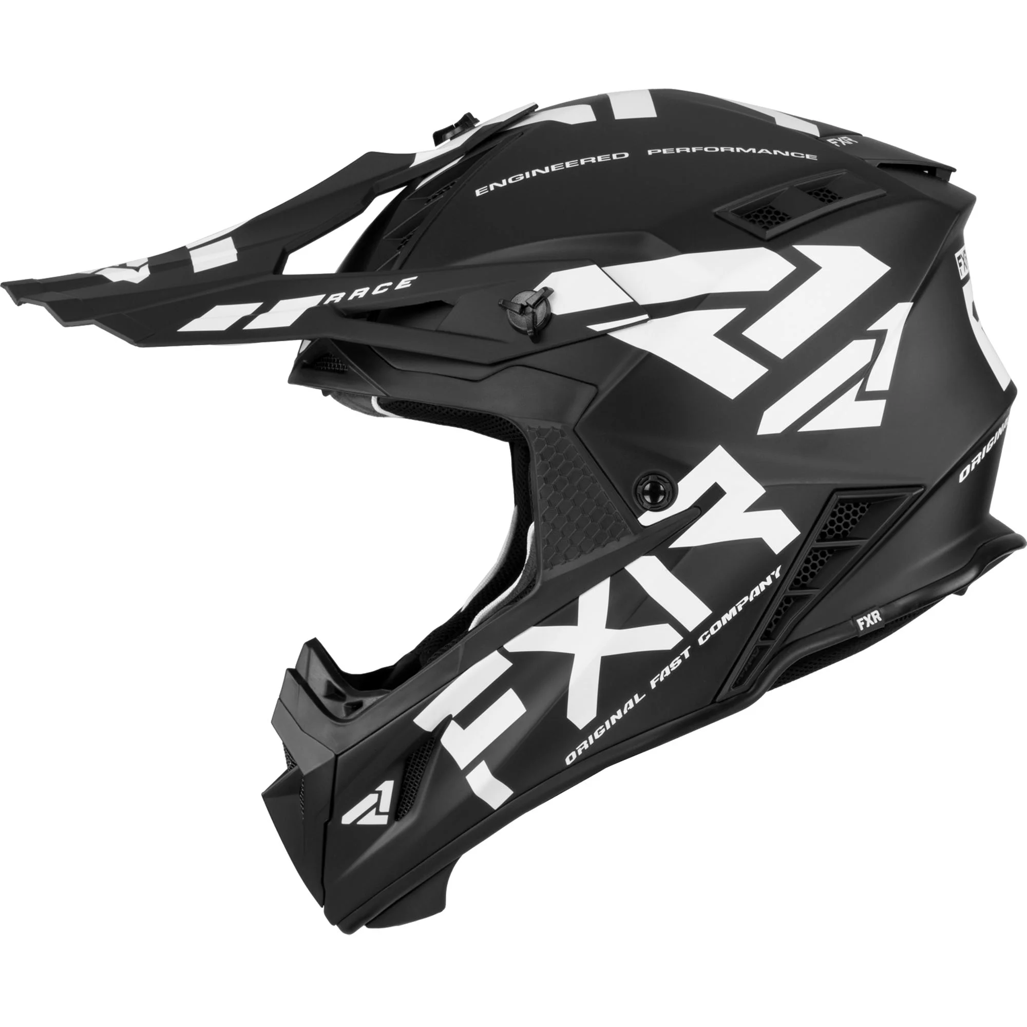 FXR  Helium Race Div Helmet D-Ring Super-Lite 365 Vent Nose Guard Black White - Large - 220603-1001-13