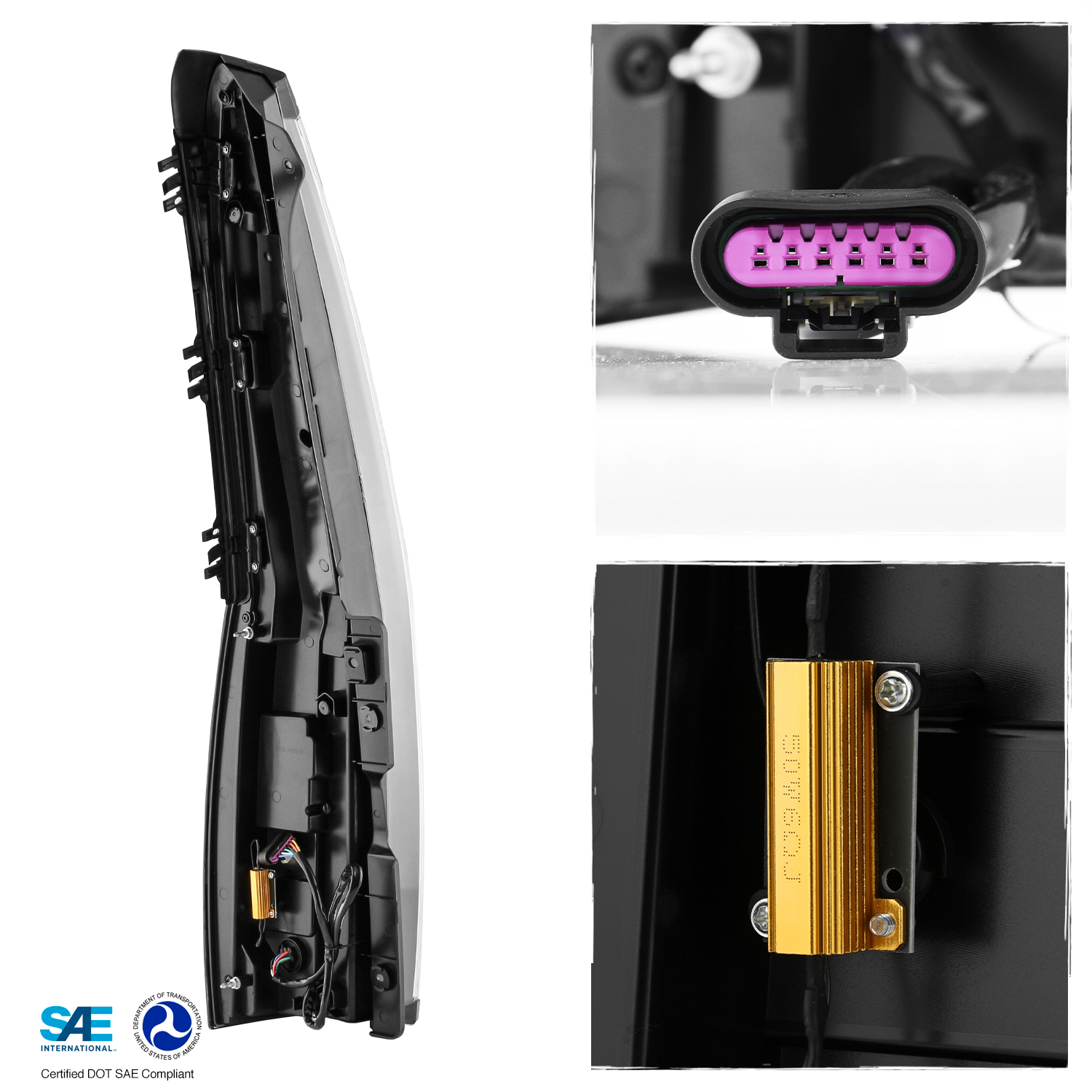 AKKON - Fits 2007-2014 Chevy Suburban Tahoe GMC Yukon XL 1500 2500 (Cadillac Escalade Style) LED Black Tail Lights Pair