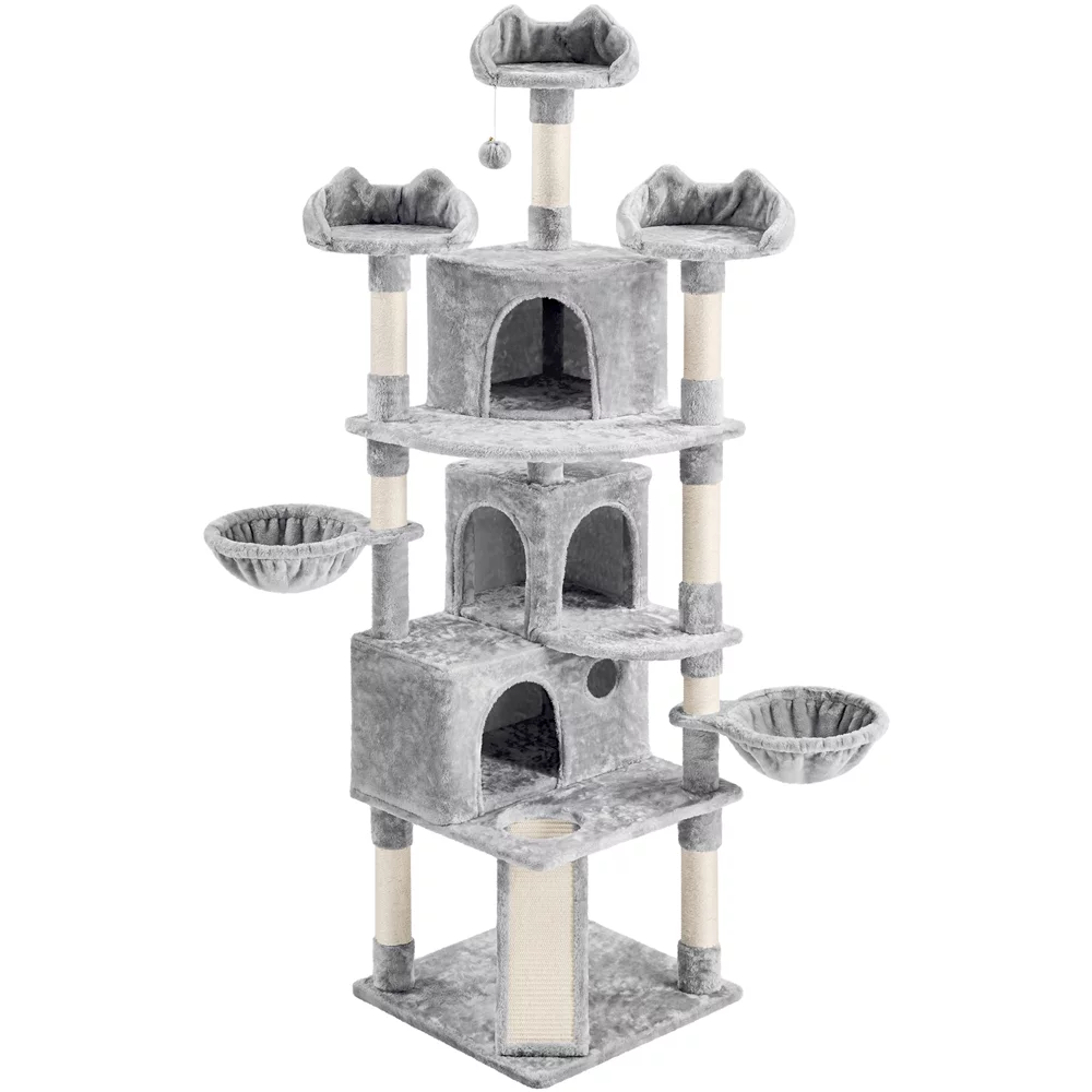 Yaheetech 76.5-inch Cat Tree Cat Tower with Condos, Light Gray