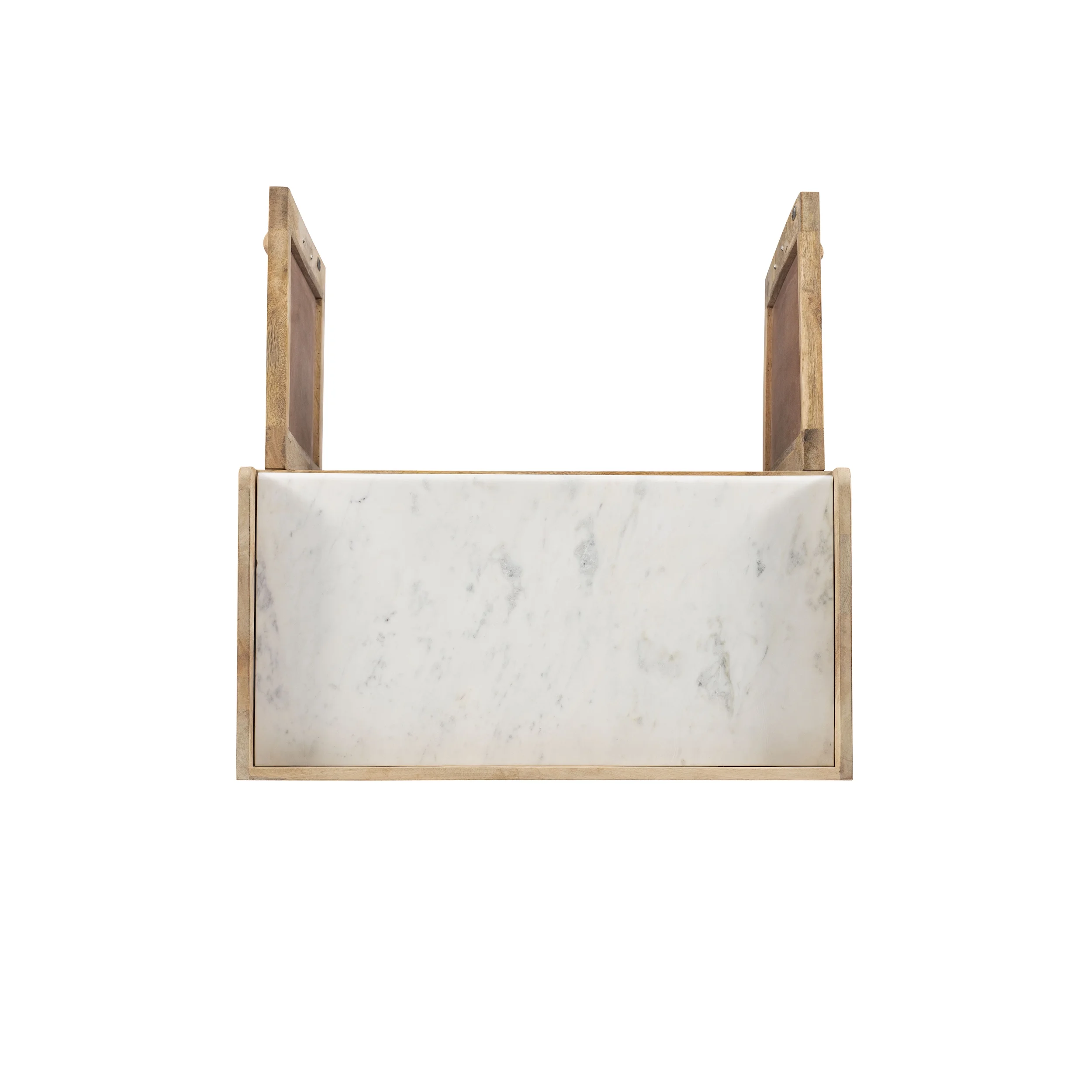 Blair Rattan Bar Cabinet, Natural with White Marble Top