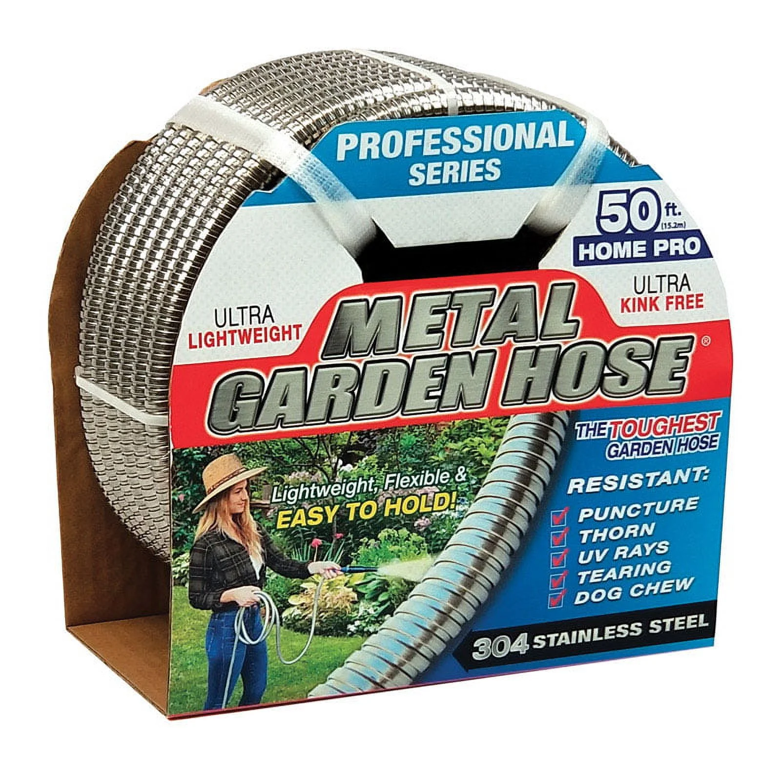 Swan CACMH12050 Professional Garden Hose, Stainless Steel, Silver, 50' L