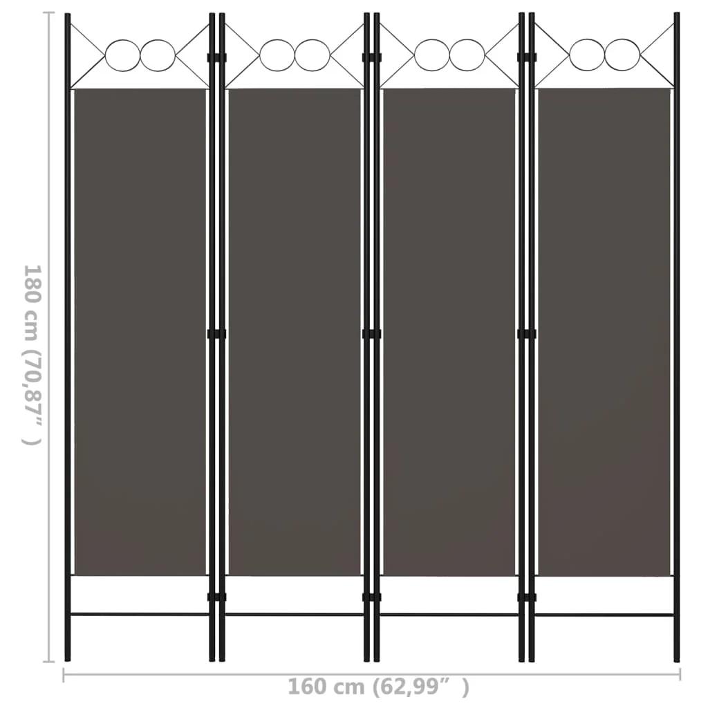 Stylish and Versatile 4-Panel Room Divider Anthracite - Durable and Foldable Modern Fabric Privacy Screen Measuring 63